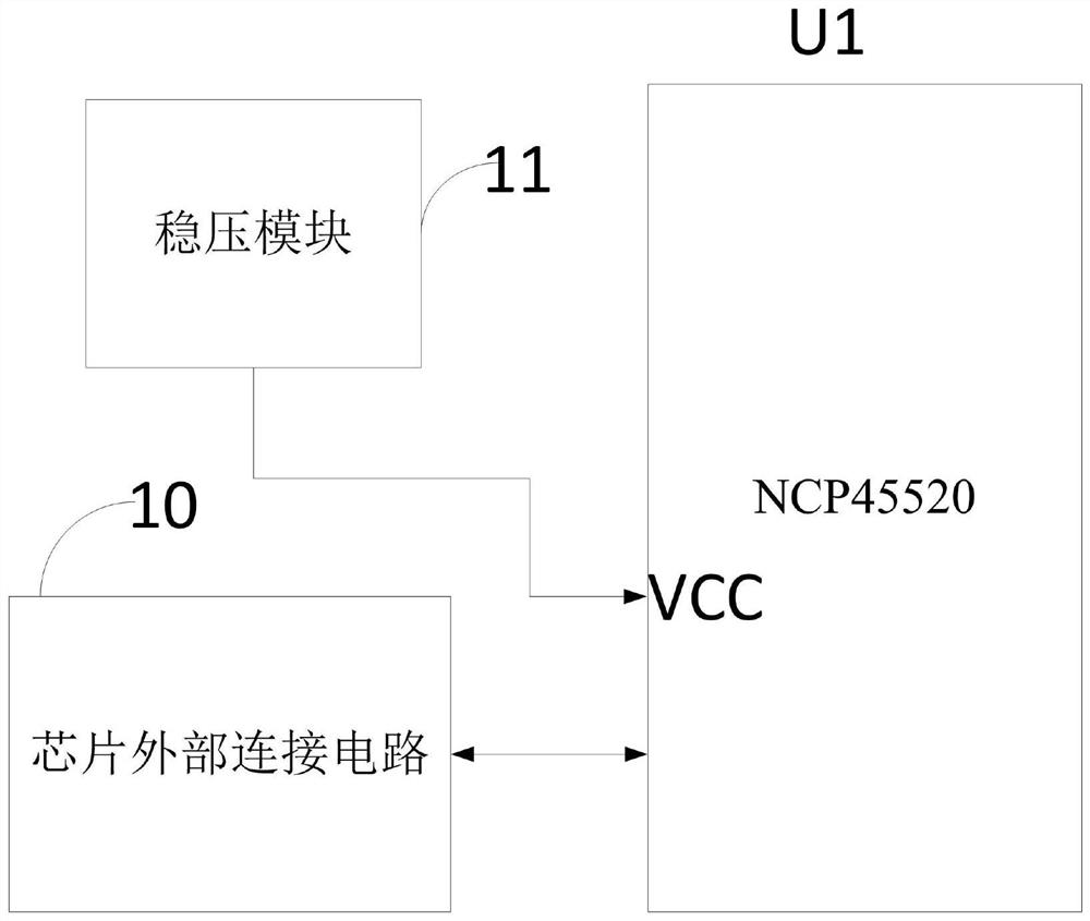 Device and method for testing short-circuit protection of a VR chip before power-on