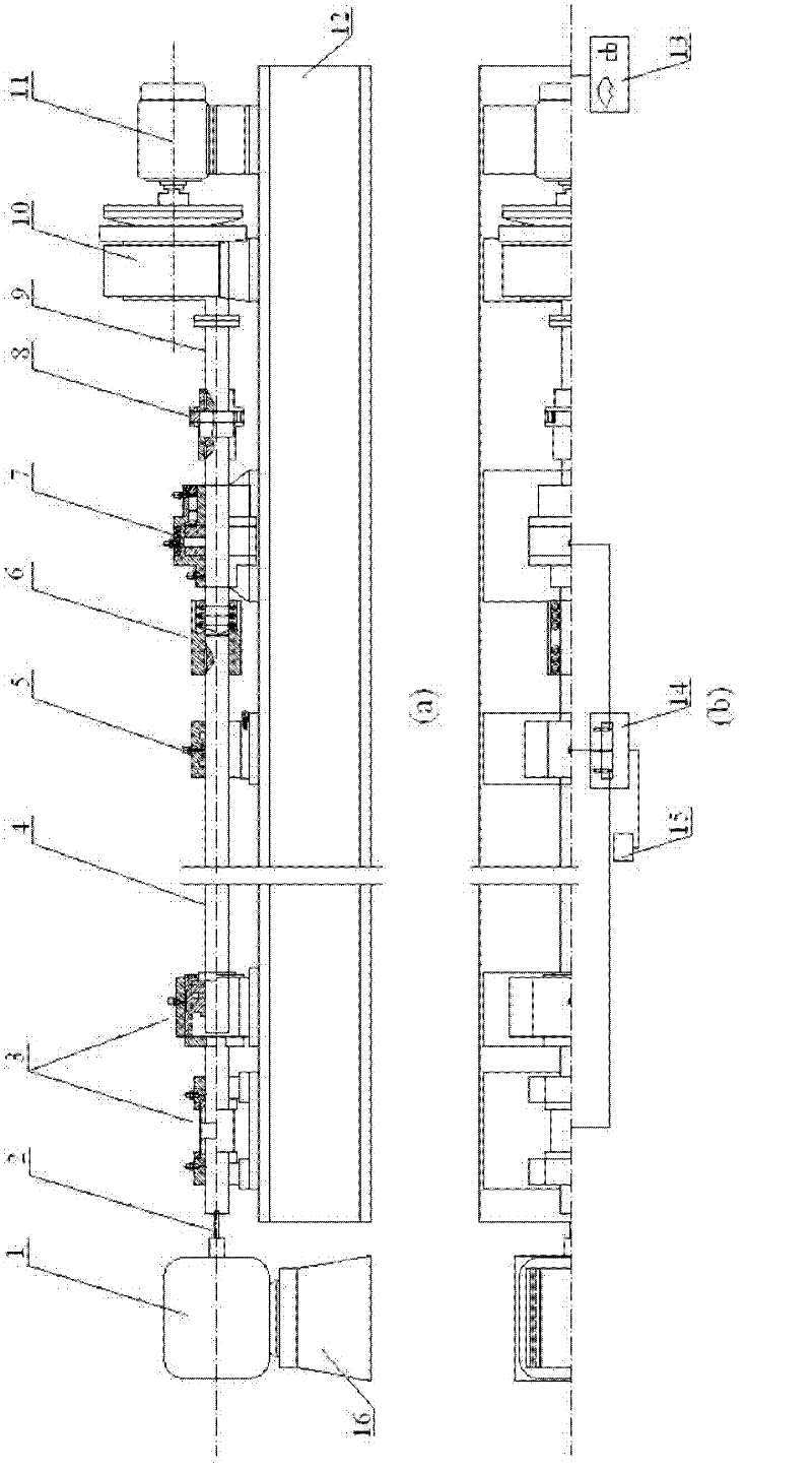 Ship propulsion shafting longitudinal vibration simulation test bench