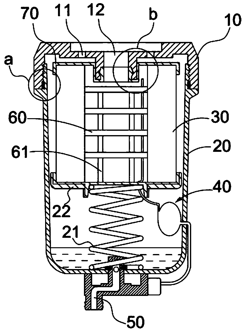 Diesel filter with oil level control function