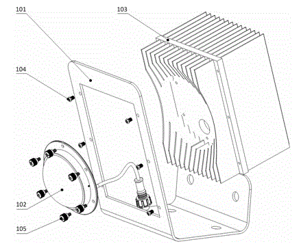 LED (light emitting diode) tunnel lamp with adoption of double-sided radiator and lamp housing support structure