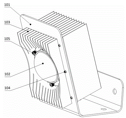 LED (light emitting diode) tunnel lamp with adoption of double-sided radiator and lamp housing support structure