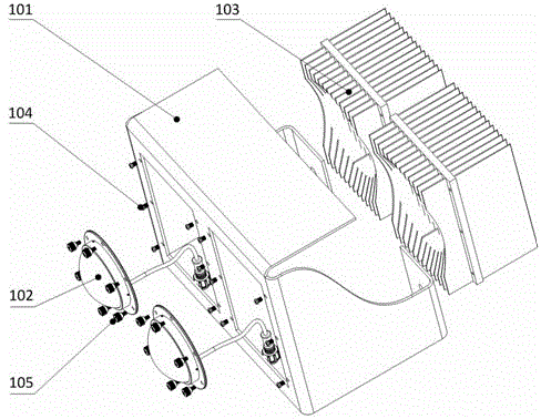 LED (light emitting diode) tunnel lamp with adoption of double-sided radiator and lamp housing support structure