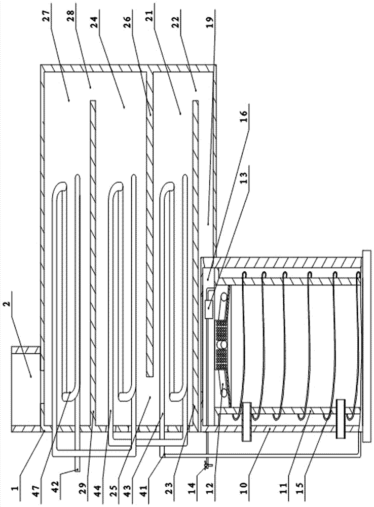 A flue water reverse circulation recovery heat energy furnace