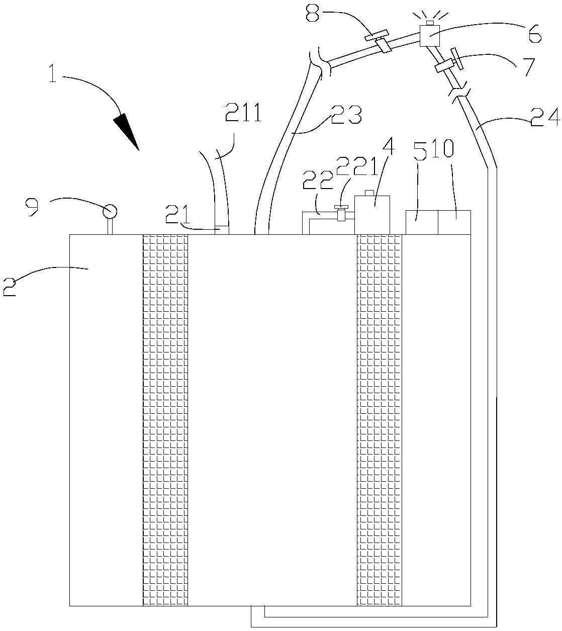 Knapsack type air atomizing sprayer