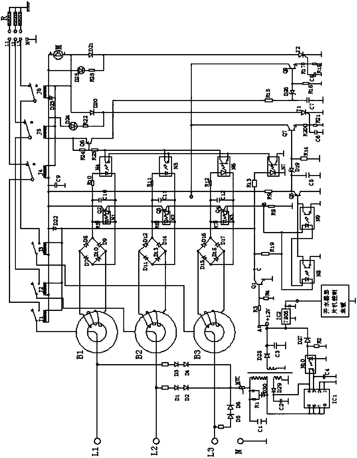 Three-phase electric water boiler final-stage control protection device