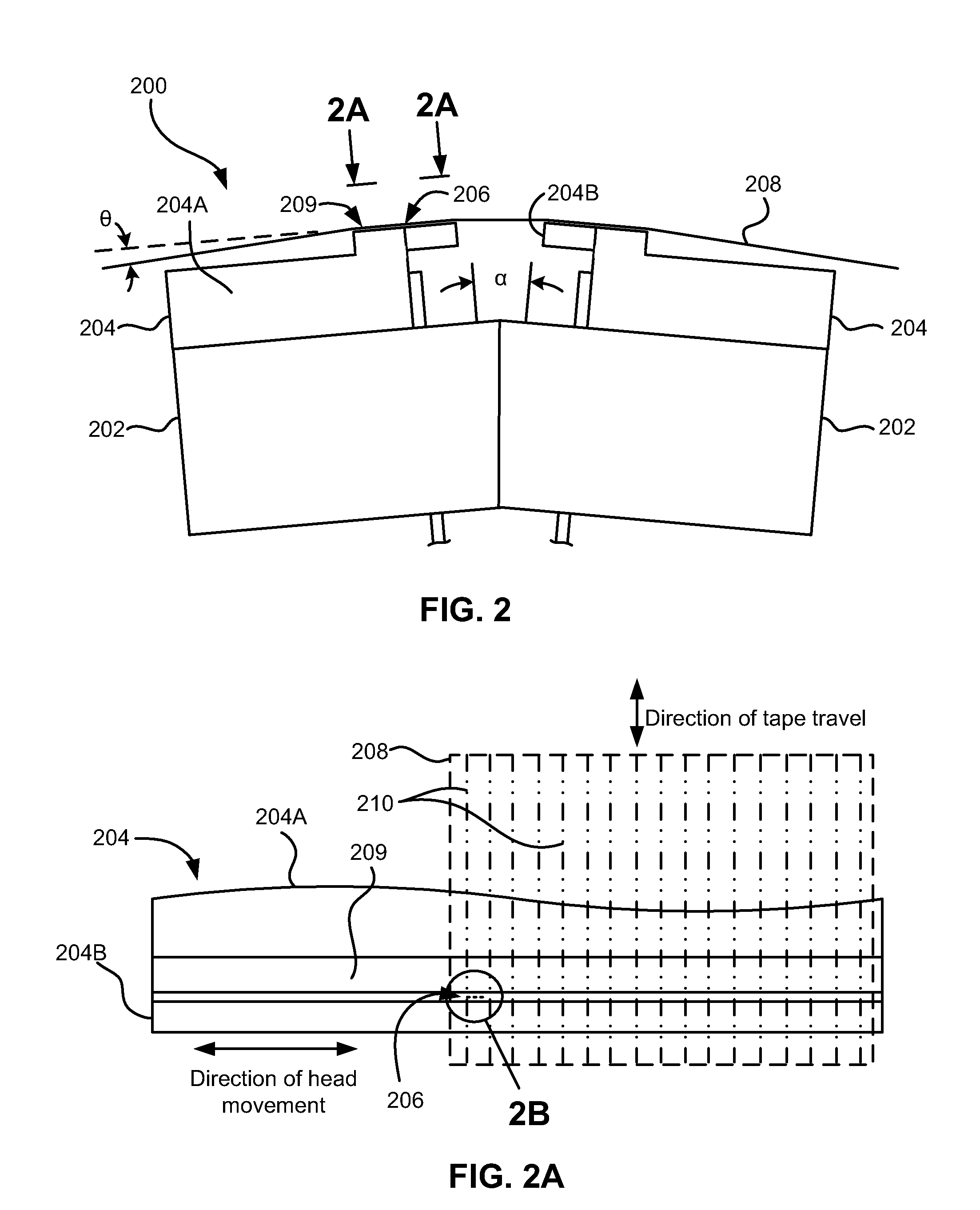 Quasi-statically oriented, bi-directional tape recording head