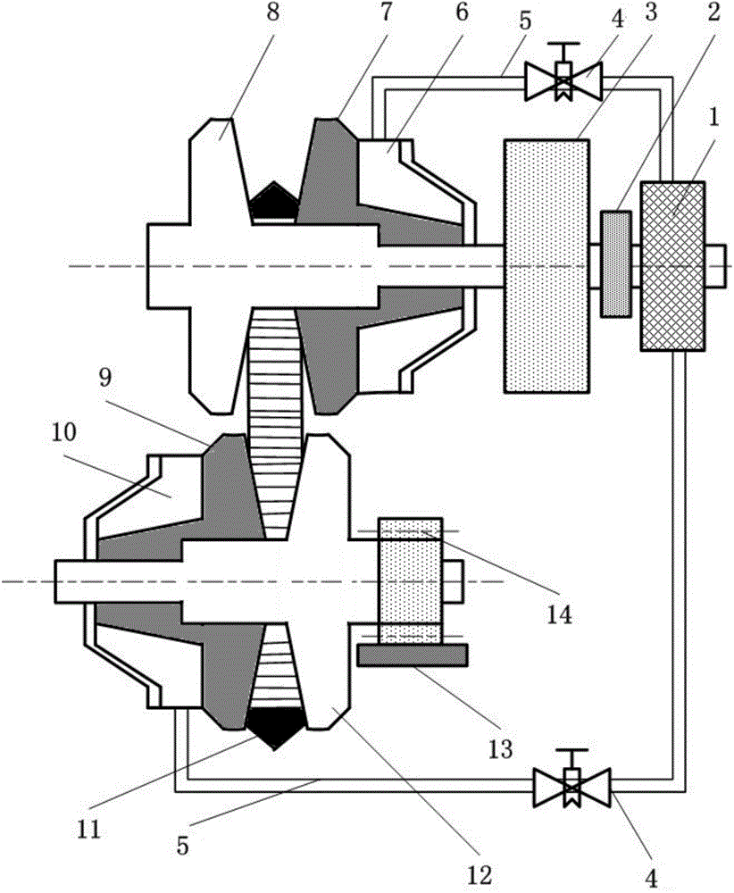 Inertial container device with continuously-adjustable inertia coefficient