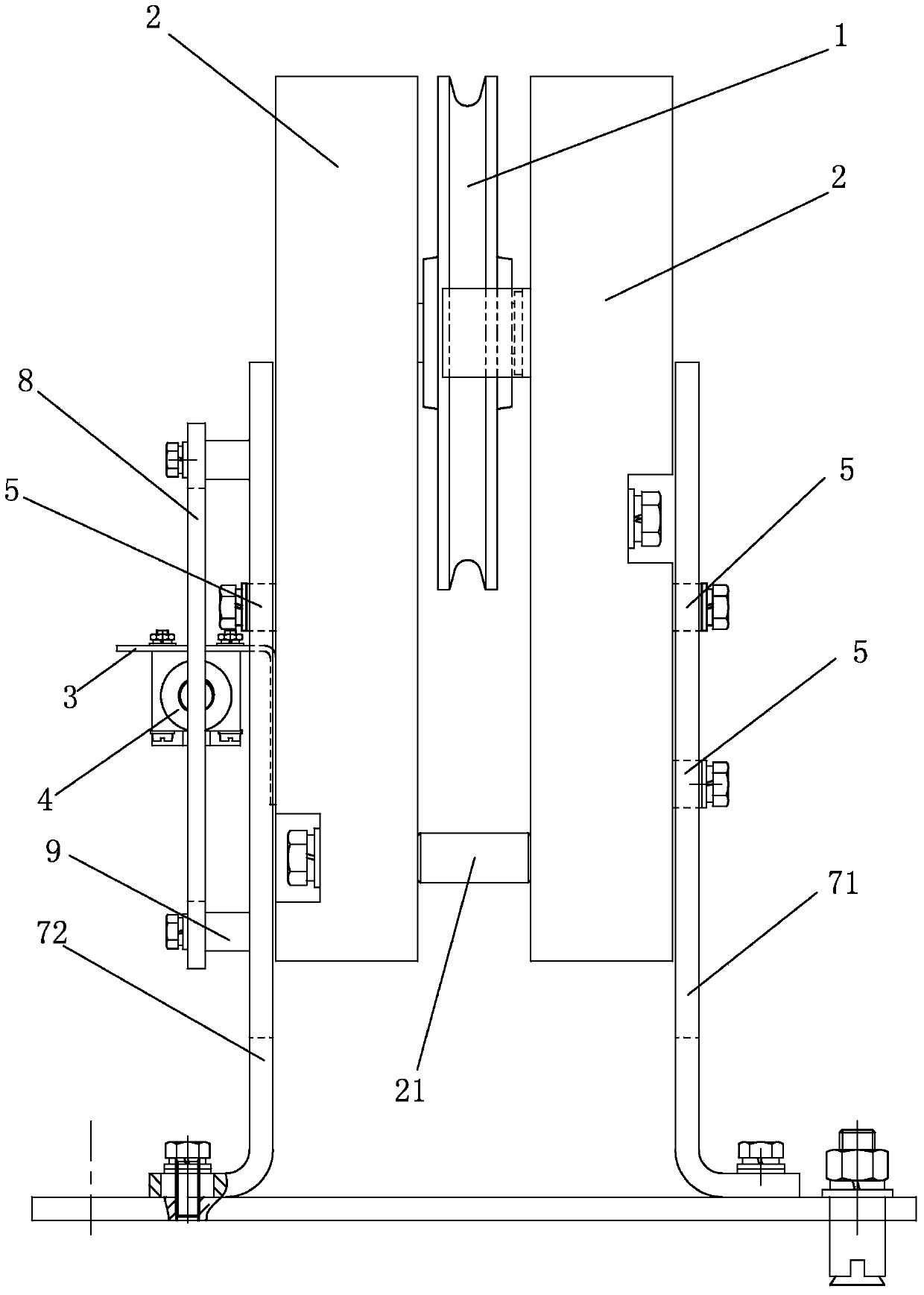 Position-adjustable elevator vertical expansion device with avoiding space