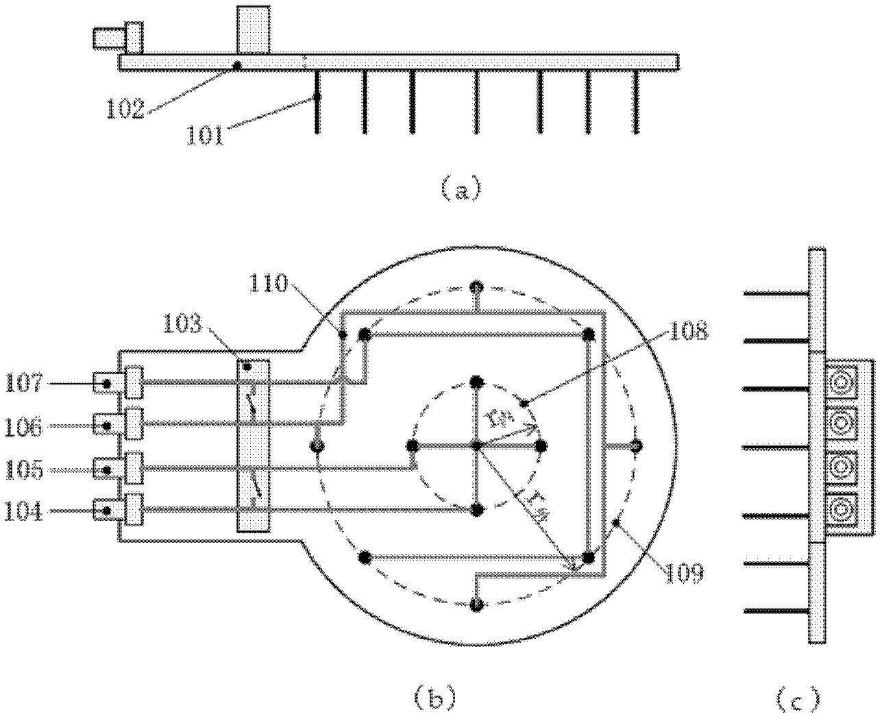 Annular arrangement type multi-needle biological tissue dielectric spectrum characteristic measuring probe and method