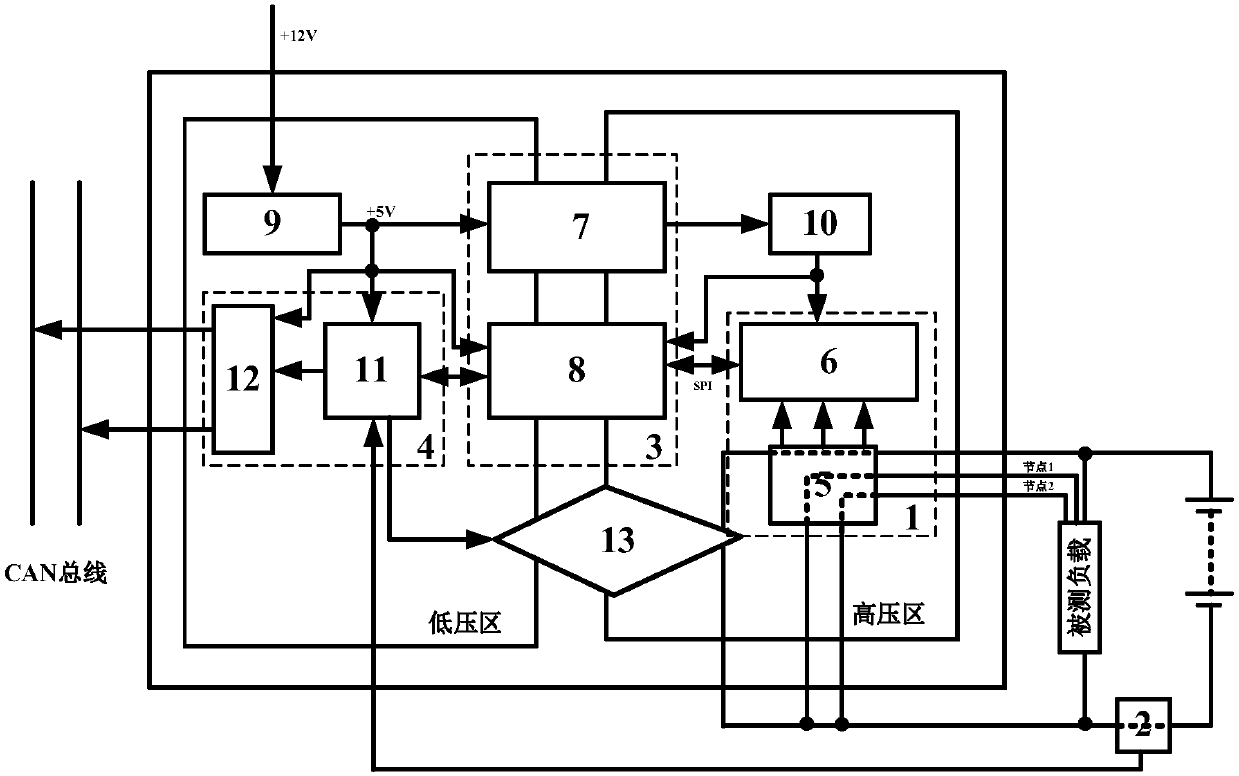 Vehicle battery current and voltage detection equipment based on isolated coupler