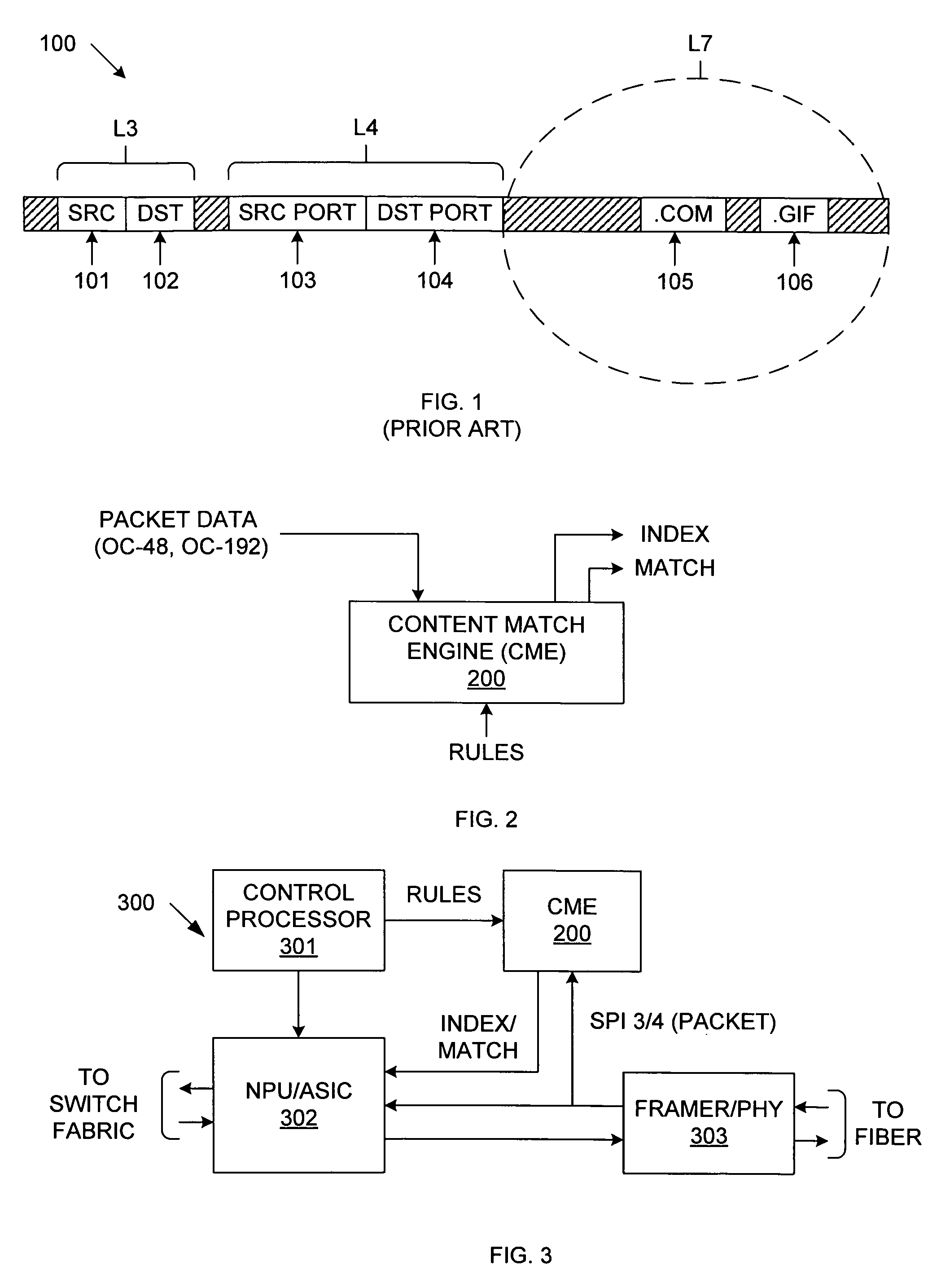 Switching circuit implementing variable string matching