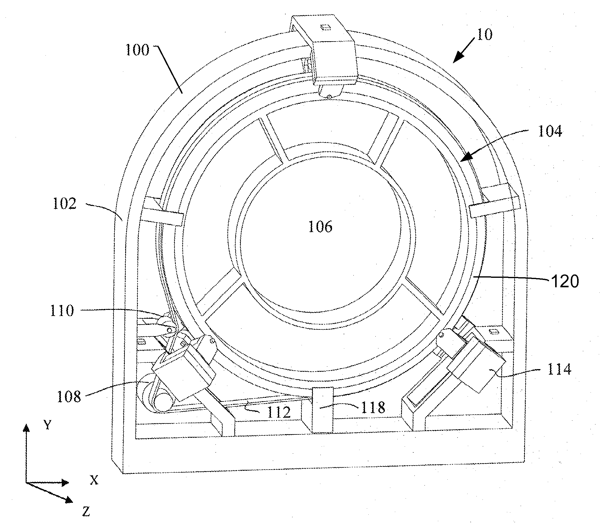 Self adjusting bearing used on ct gantry