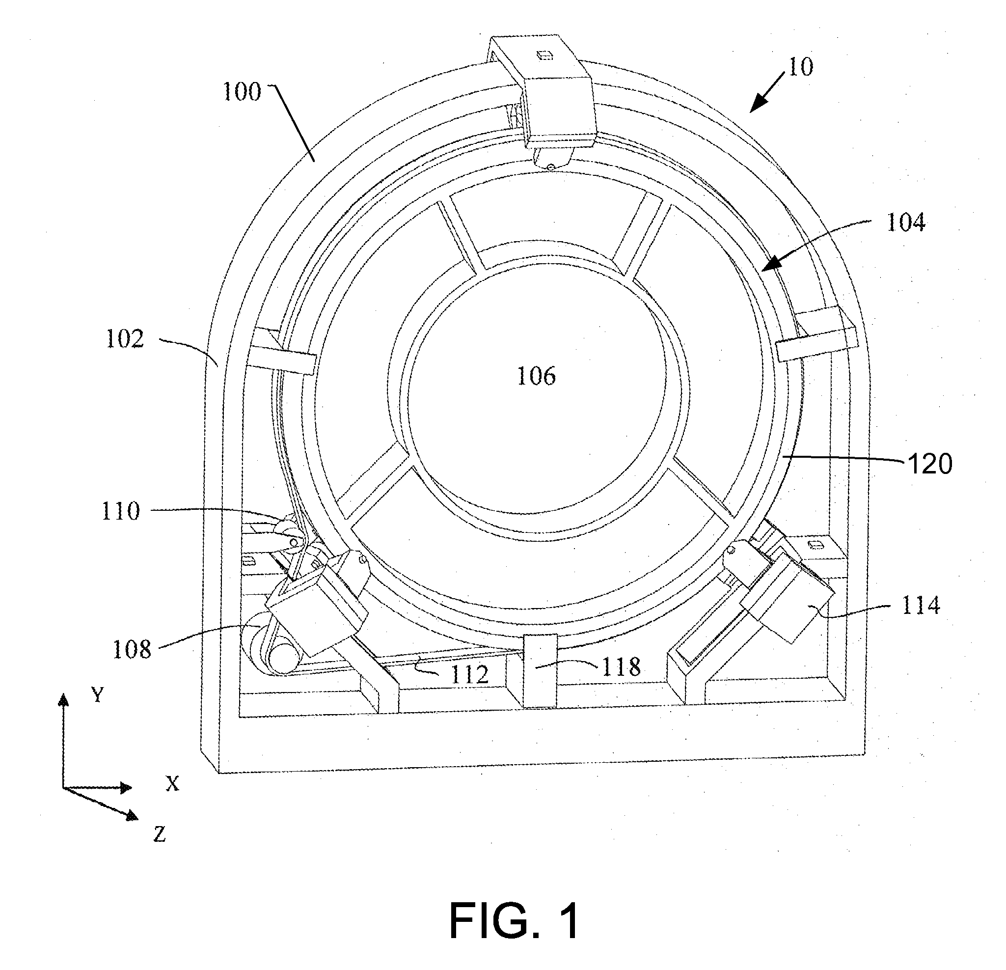 Self adjusting bearing used on ct gantry