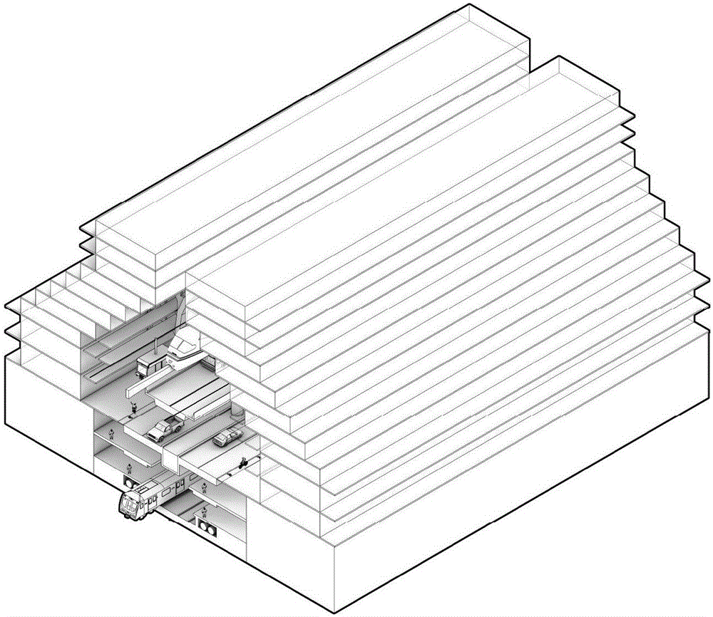 Building and trafffic integrated system of three-dimensional city