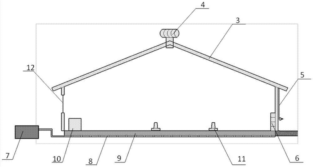 An environment-friendly, hygienic and economical meat breeding duck fermentation bed breeding house