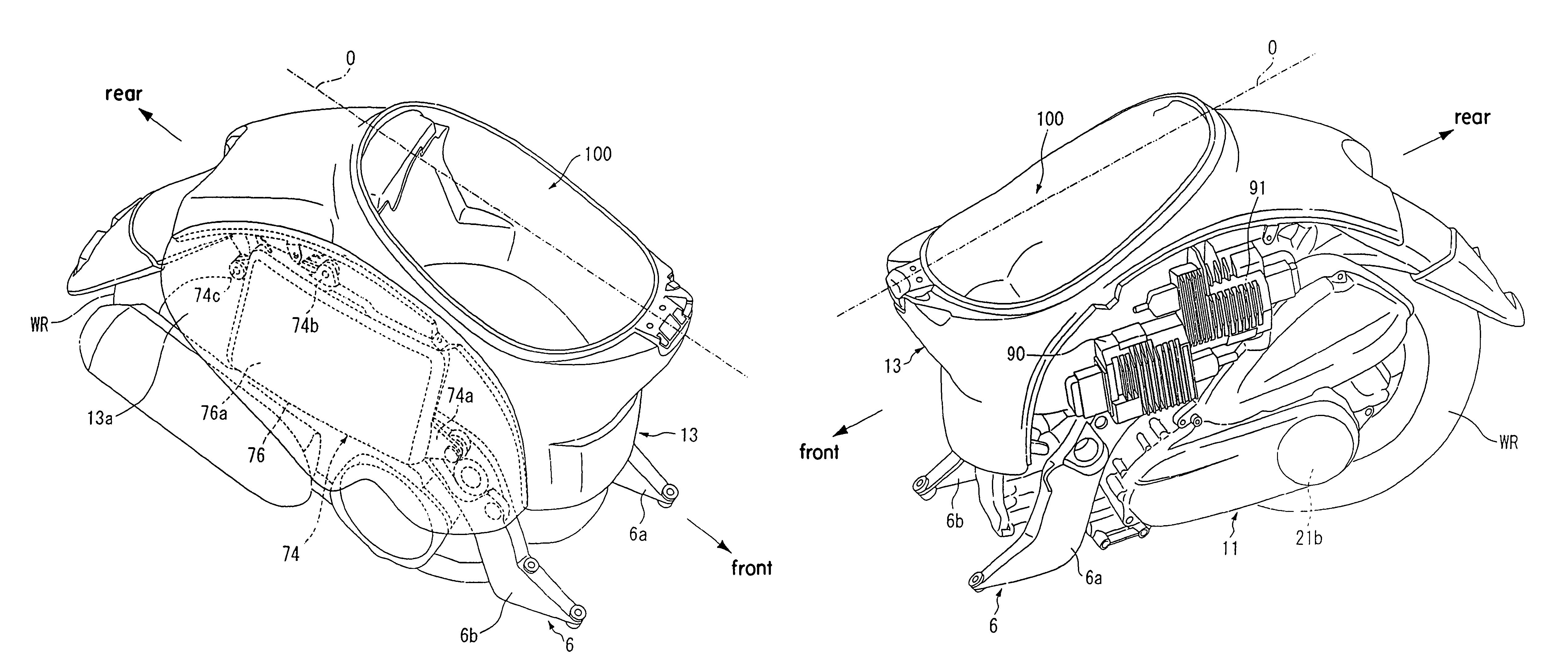 Battery arrangement and battery mounting structure for a vehicle