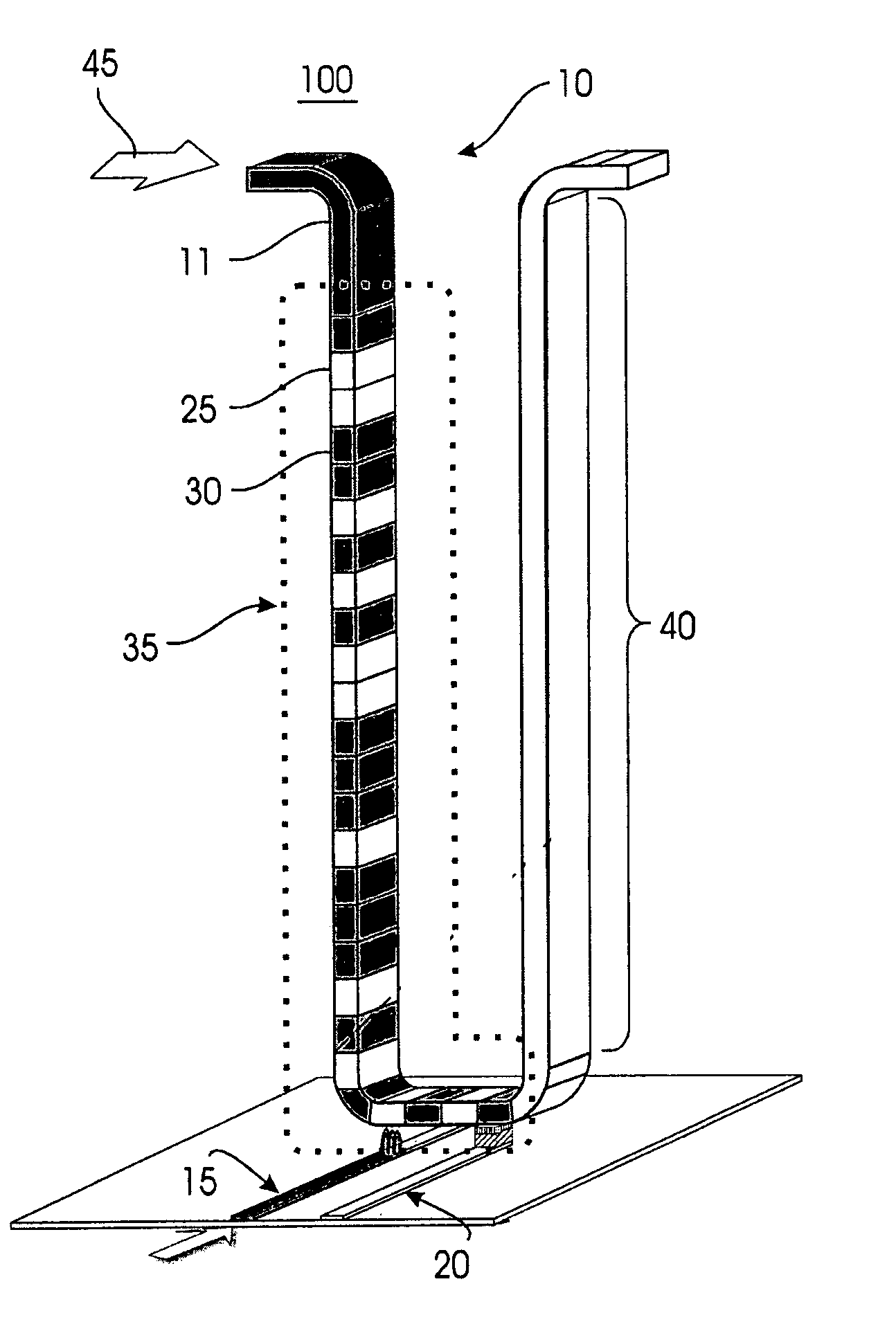 Magnetic shift register with shiftable magnetic domains between two regions, and method of using the same