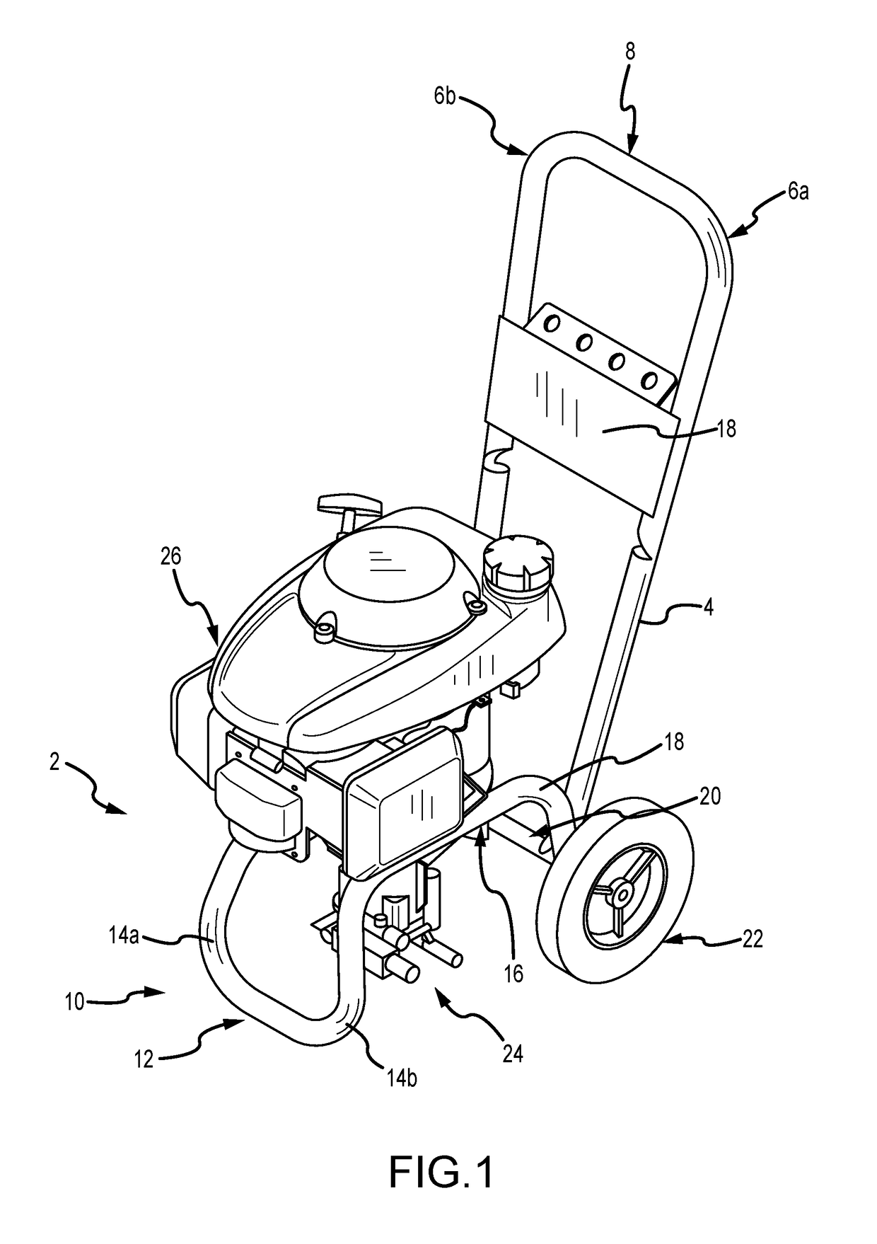 Pressure washer having a tubular frame member