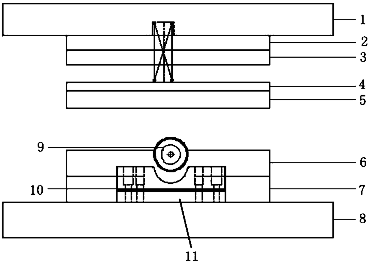 Holeless riveting die and holeless riveting product