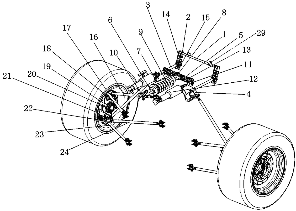 Double cross arm independent front suspension of equation type racing car and method for controlling linear rigidity thereof