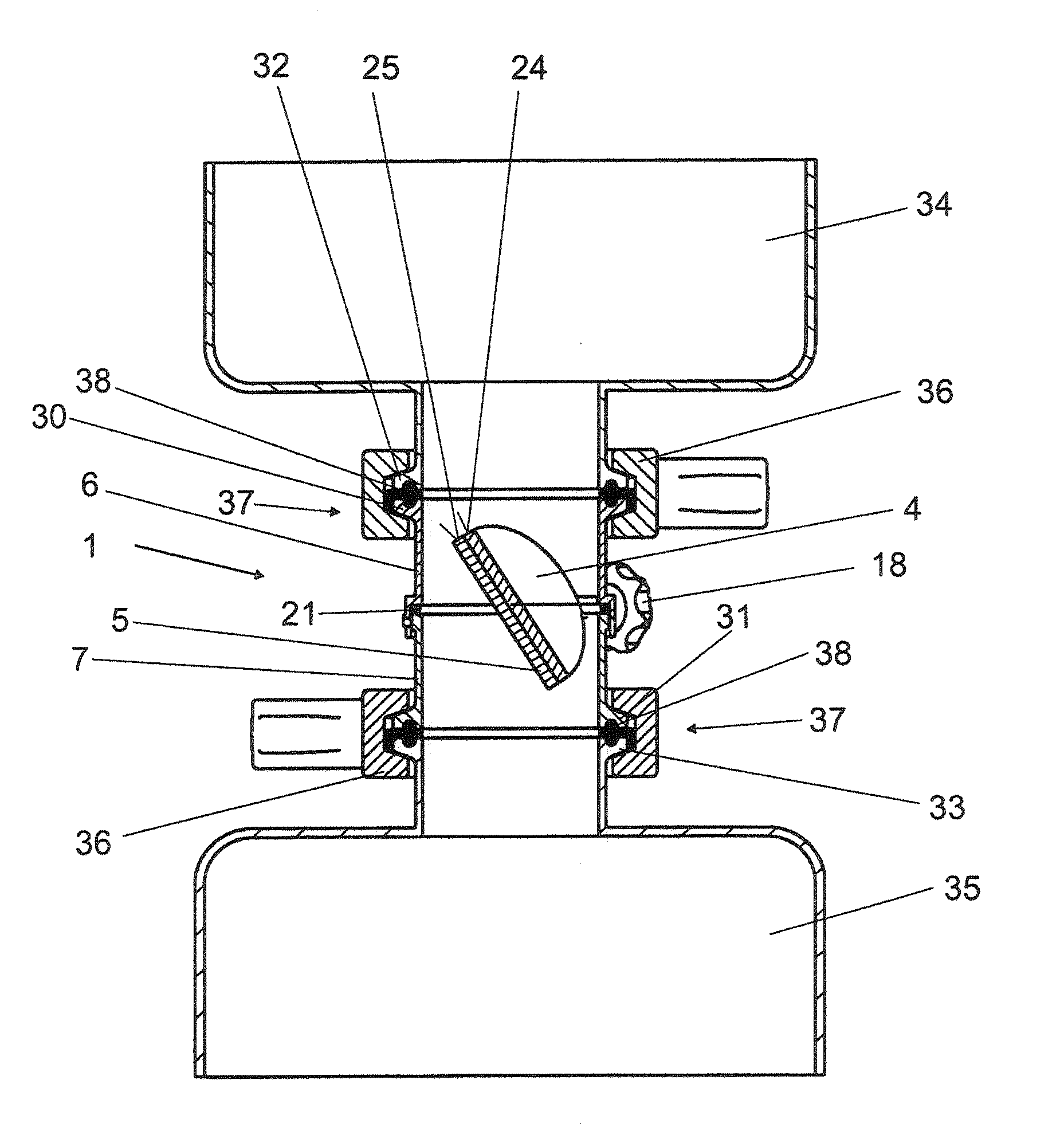 Valve device and method for transferring a transfer medium