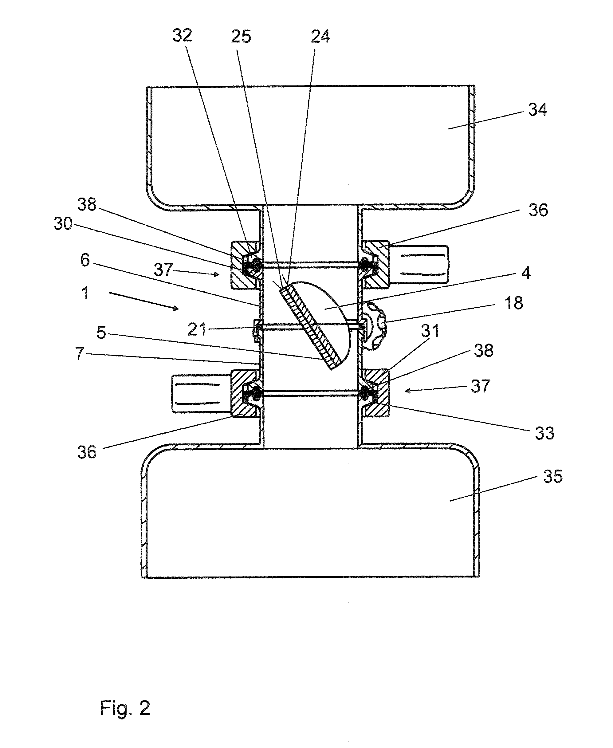 Valve device and method for transferring a transfer medium