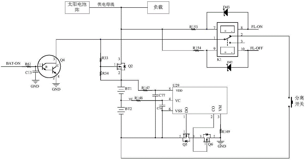 Separation self power on and battery protection method applied to micro/nano satellite