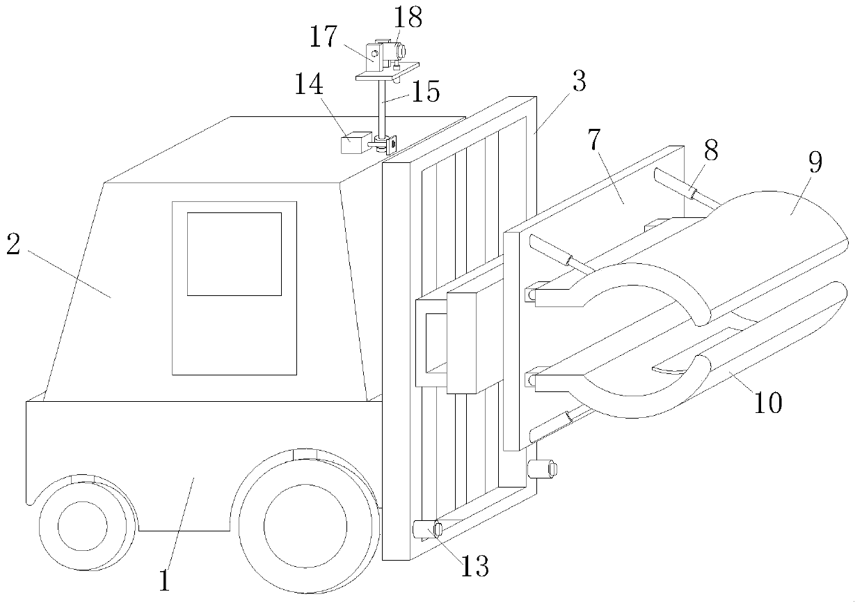 Clamping, holding and carrying forklift