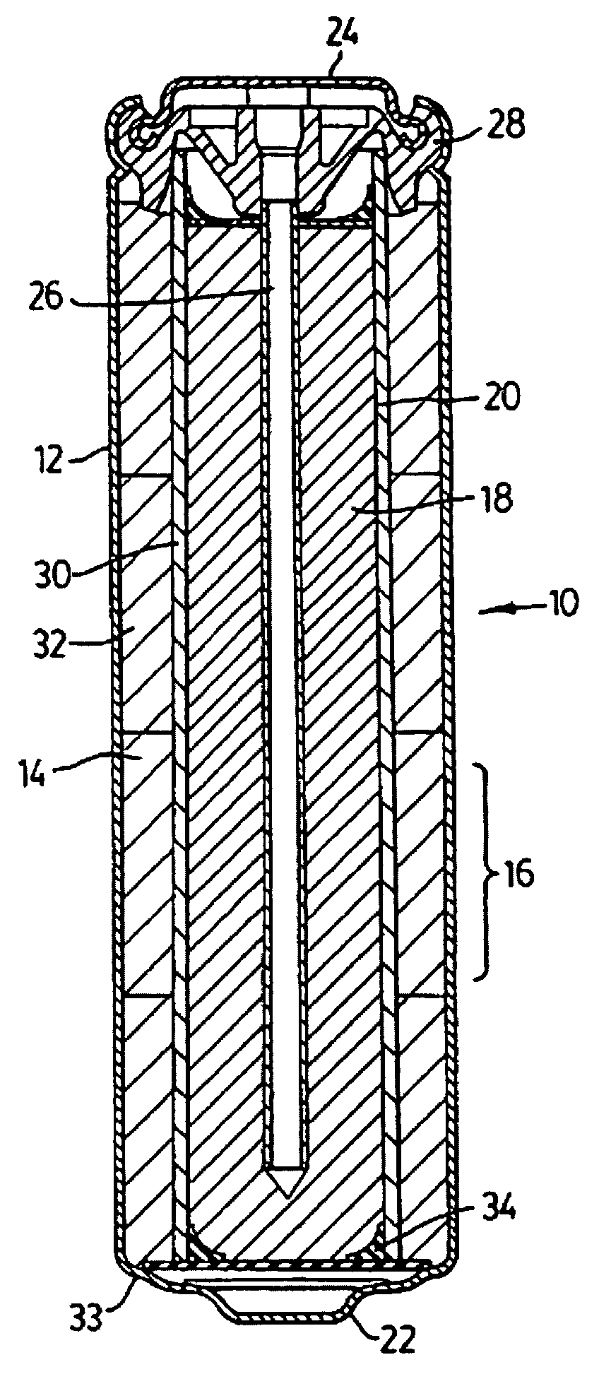 Rechargeable alkaline manganese cell having reduced capacity fade and improved cycle life