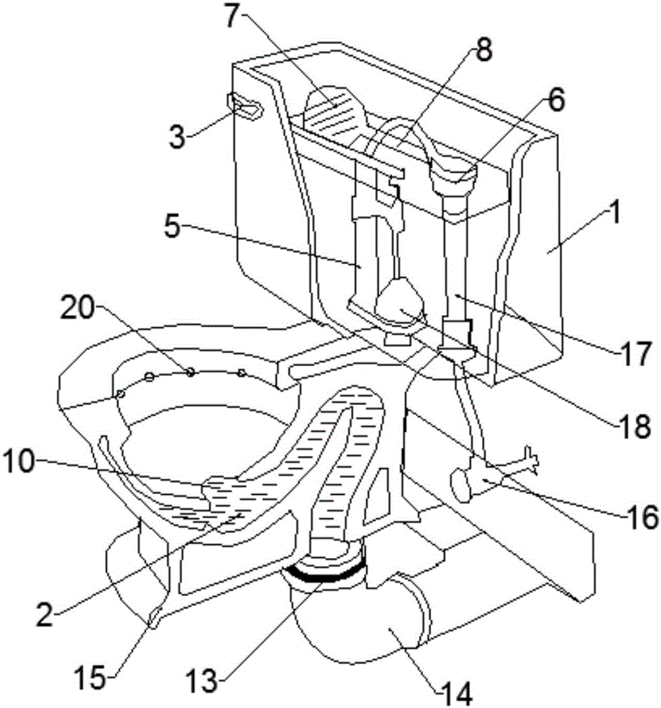 Novel anti-siphon toilet-bowl water flushing structure