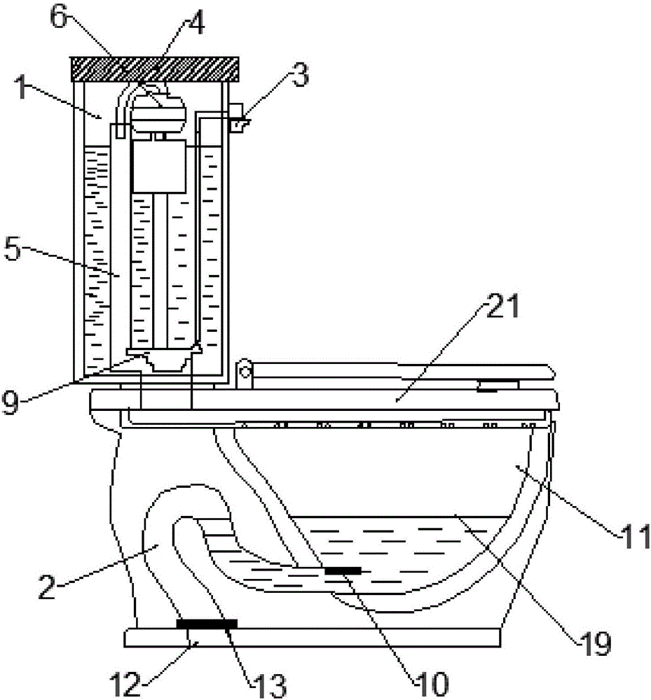 Novel anti-siphon toilet-bowl water flushing structure