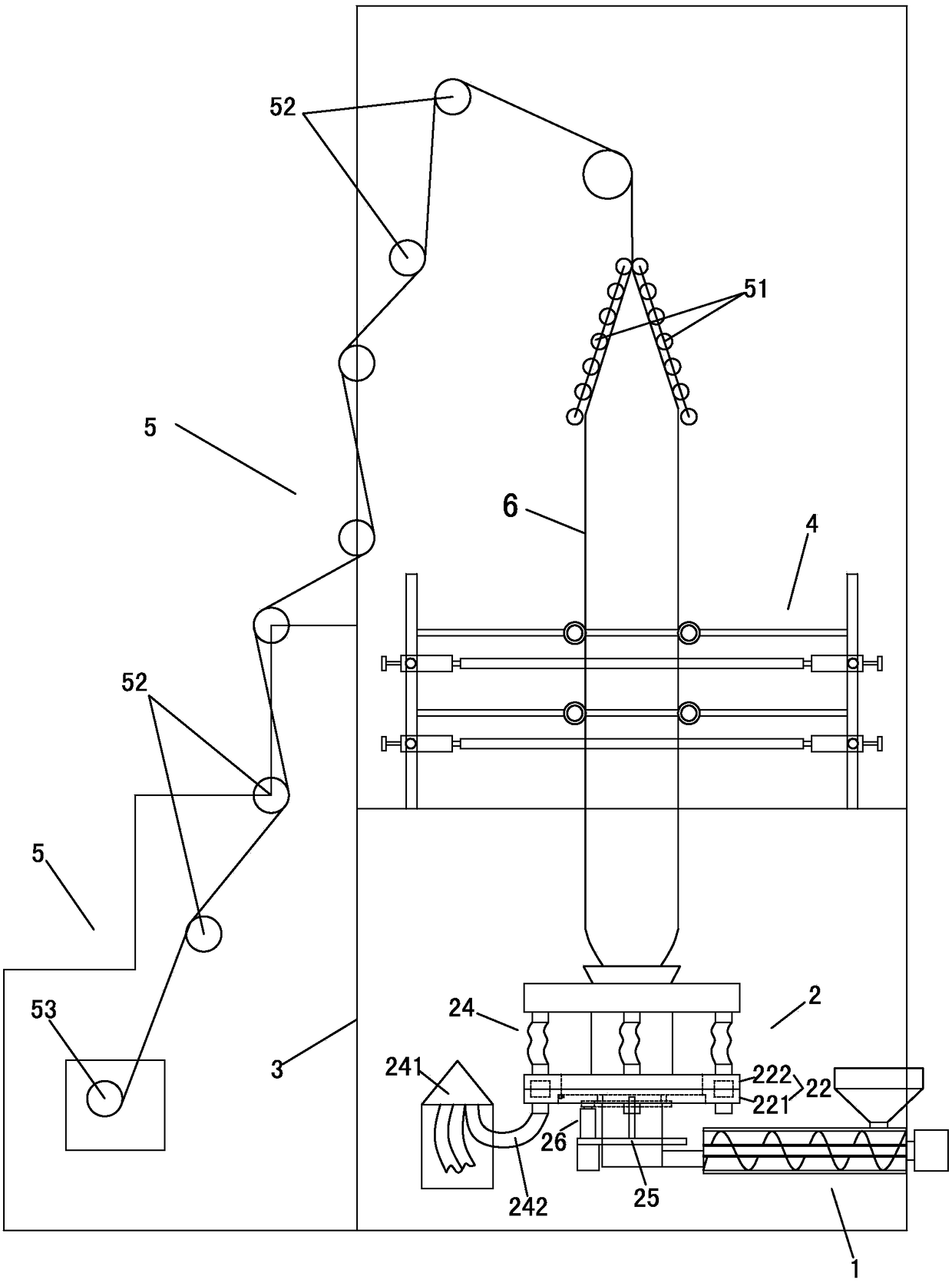 Upper-blowing type film blowing machine for high-pressure film