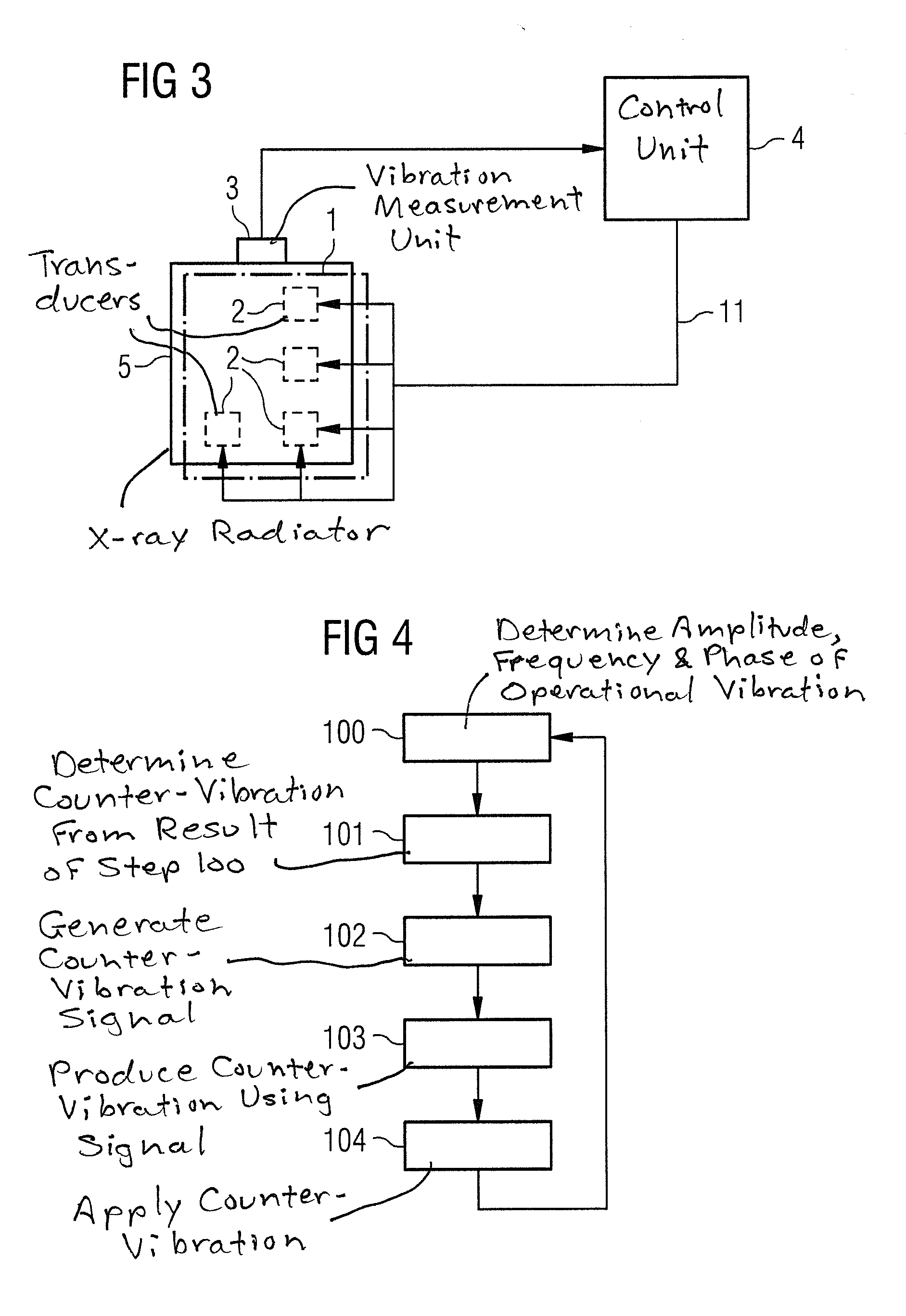 Arrangement and method for active vibration damping within an x-ray radiator