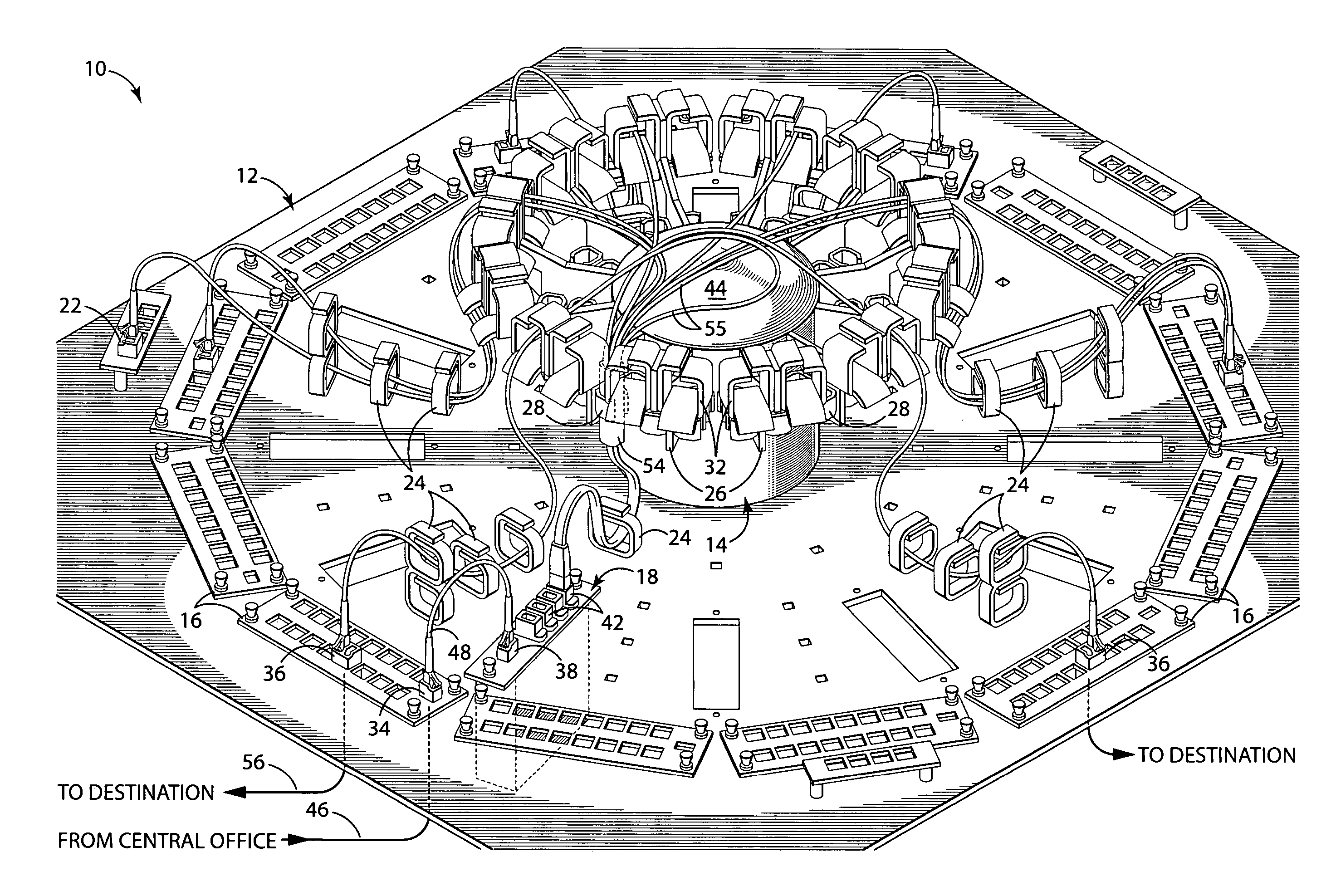 System and apparatus for radial optical distribution