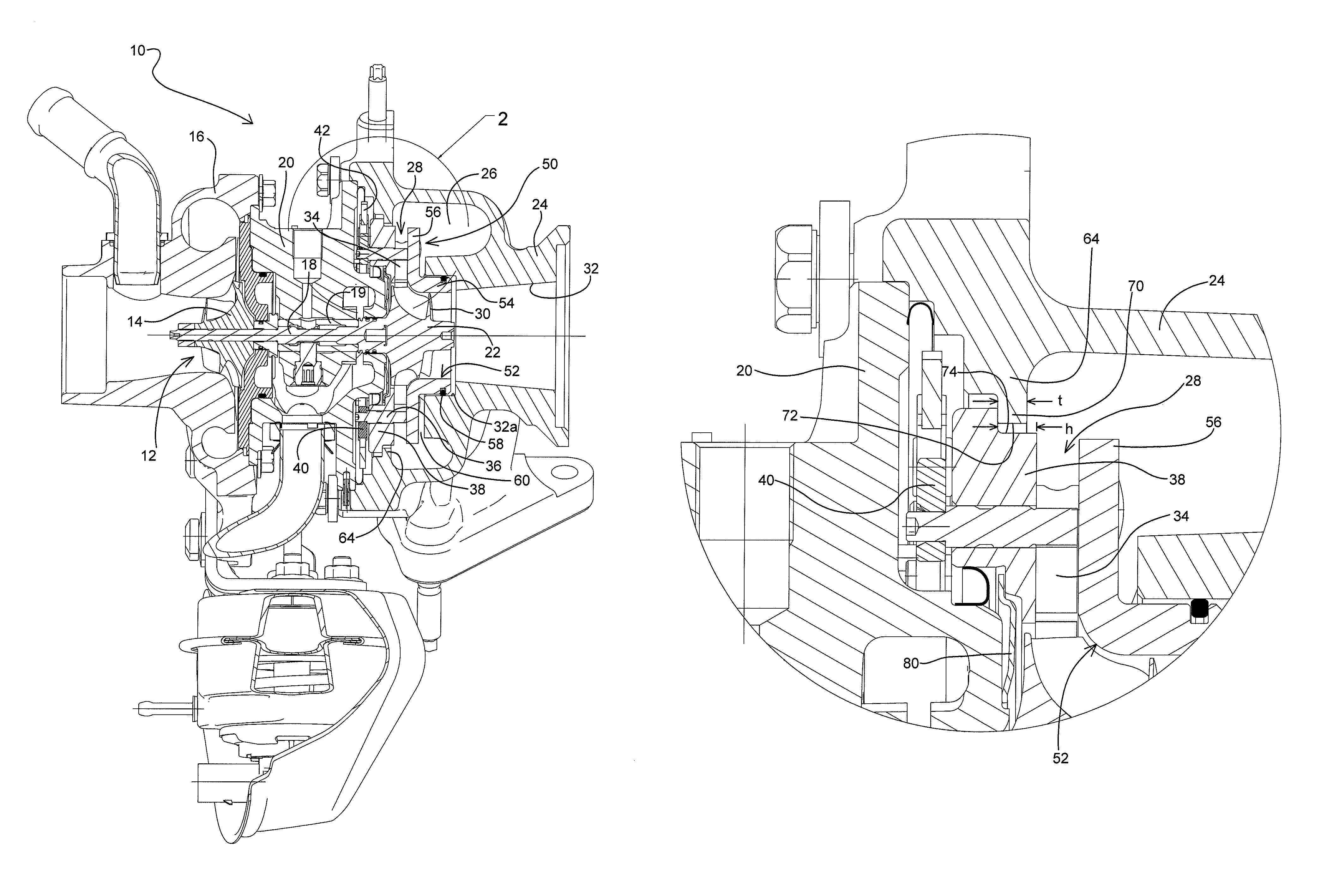 Turbocharger and variable-nozzle cartridge therefor