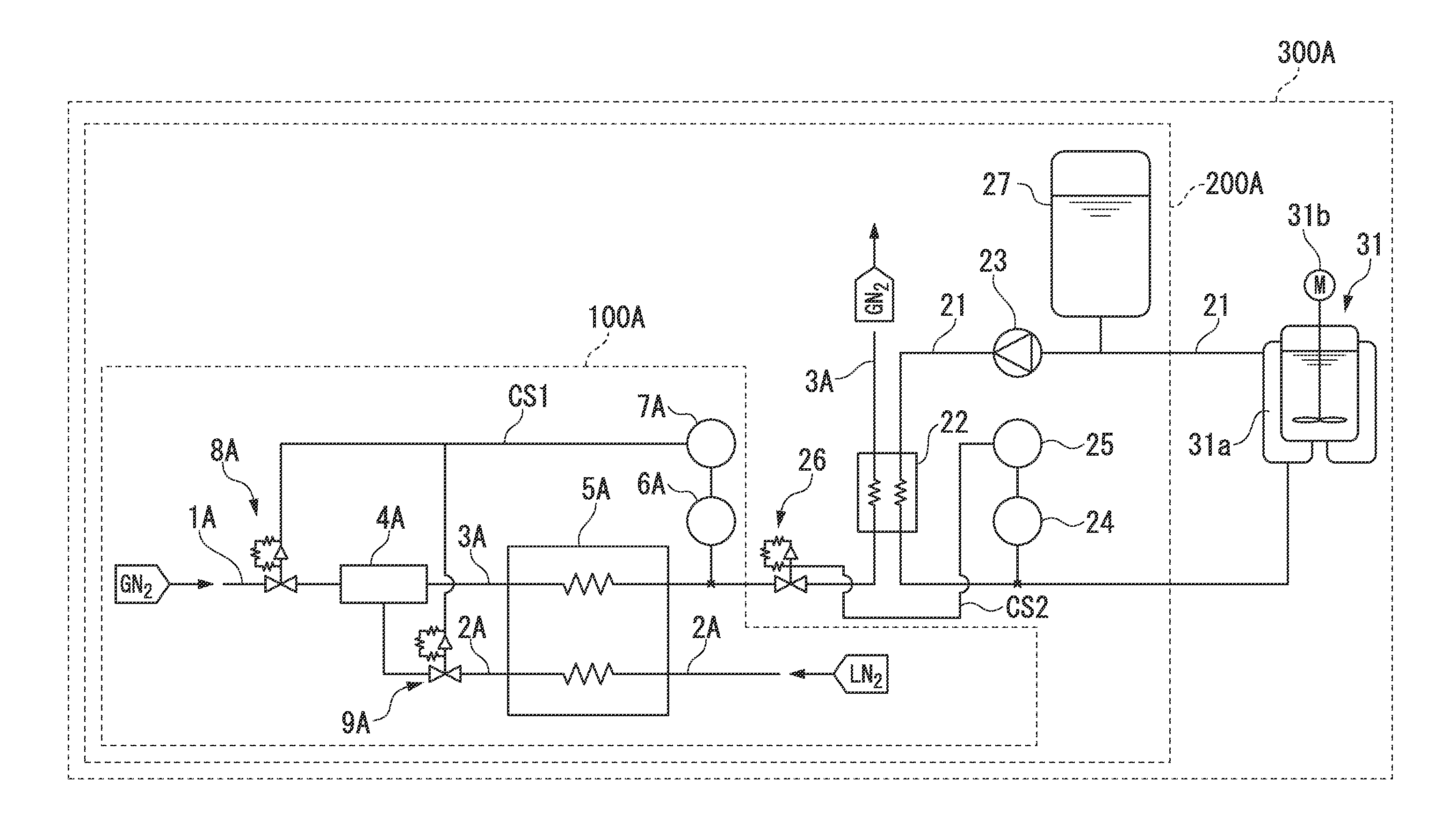 Low-temperature gas supply device, heat transfer medium-cooling device, and low-temperature reaction control device