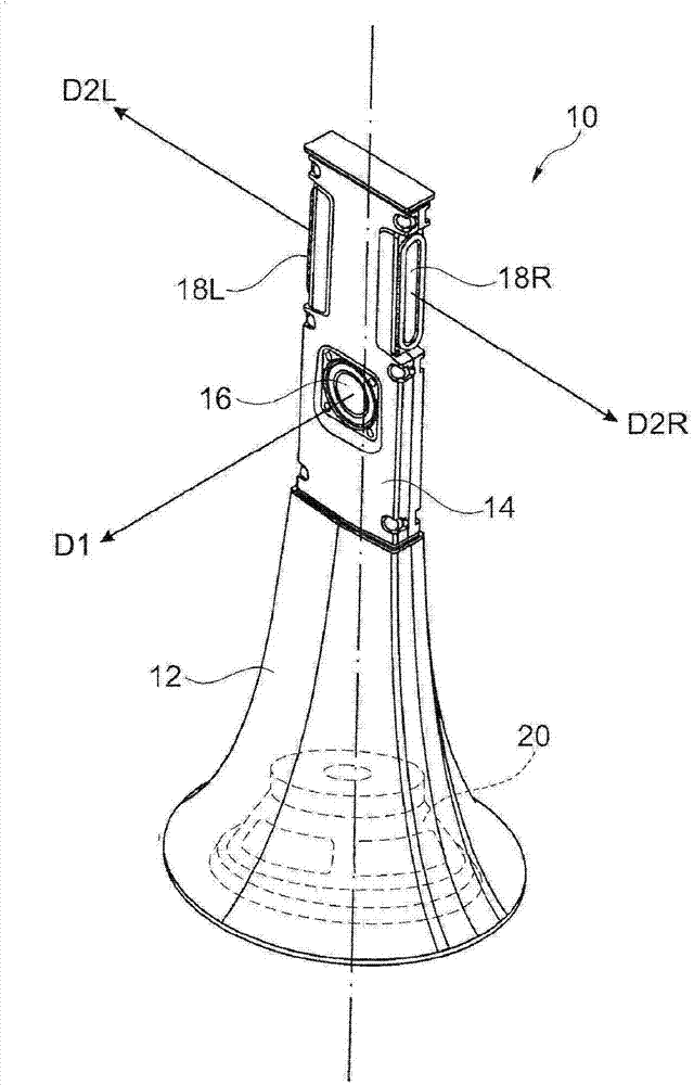 One-piece active acoustic loudspeaker enclosure configurable to be used alone or as a pair, with reinforcement of the stero image