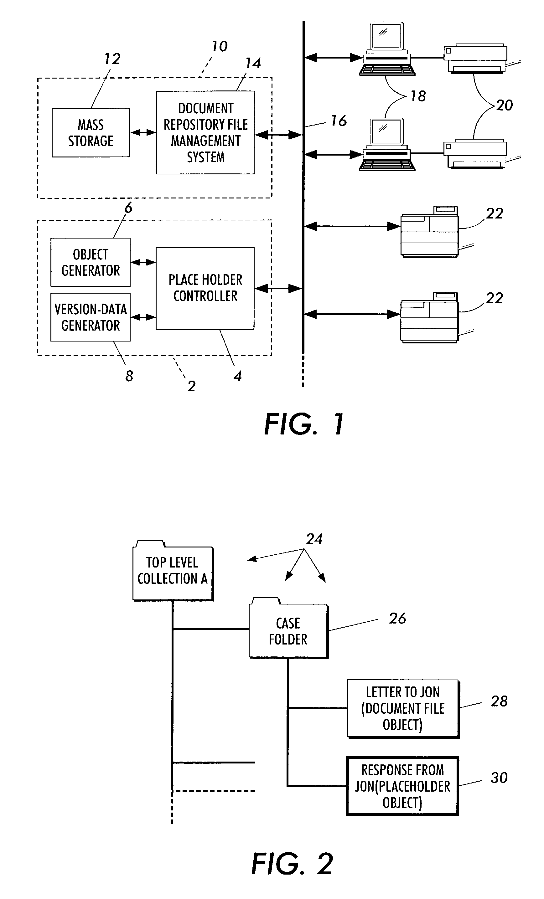 Electronic filing system with scan-placeholders