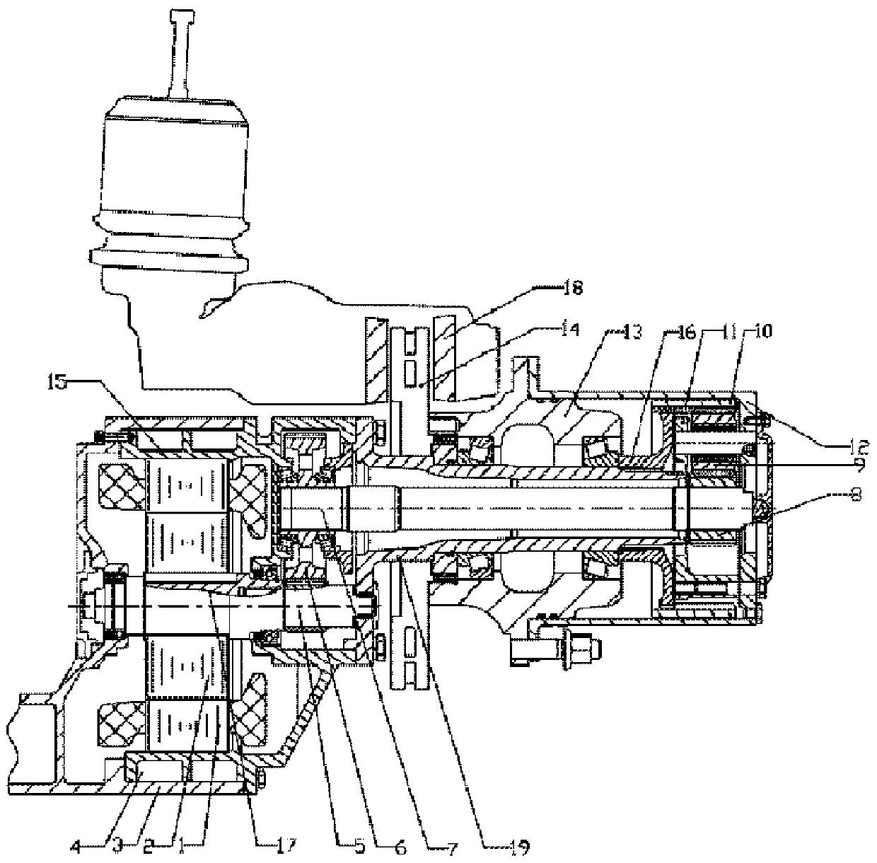 A low-floor electric bridge assembly