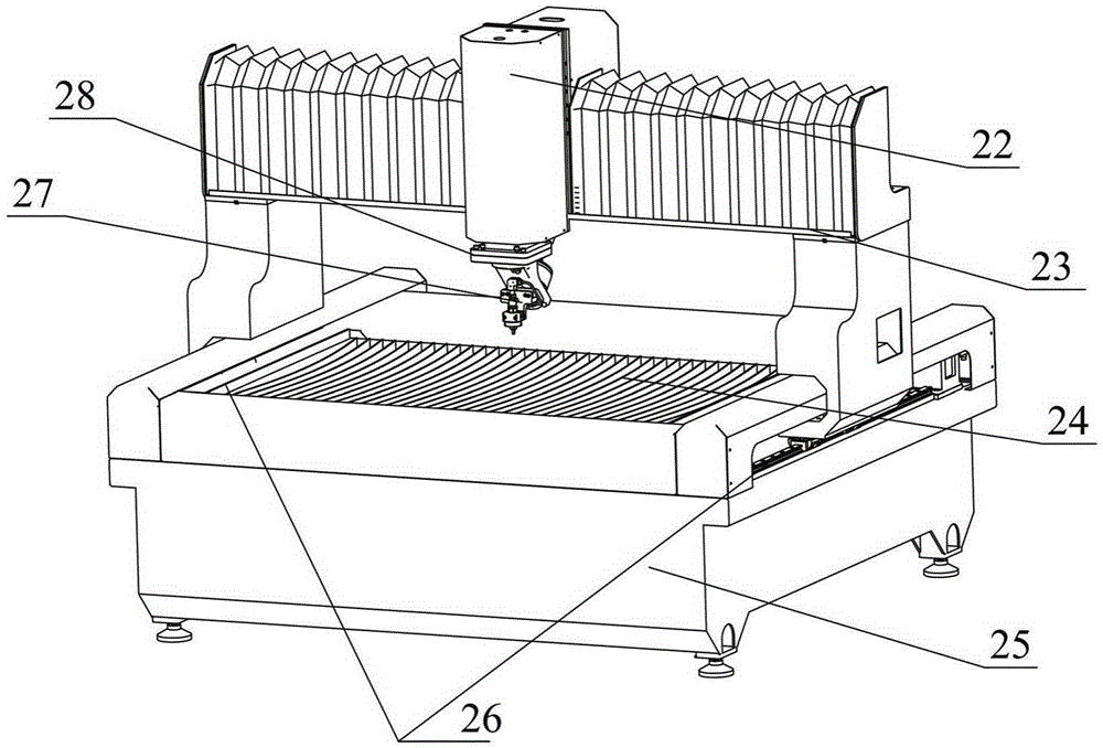 Five-axis-head water cutting machining device with accuracy adjusting device