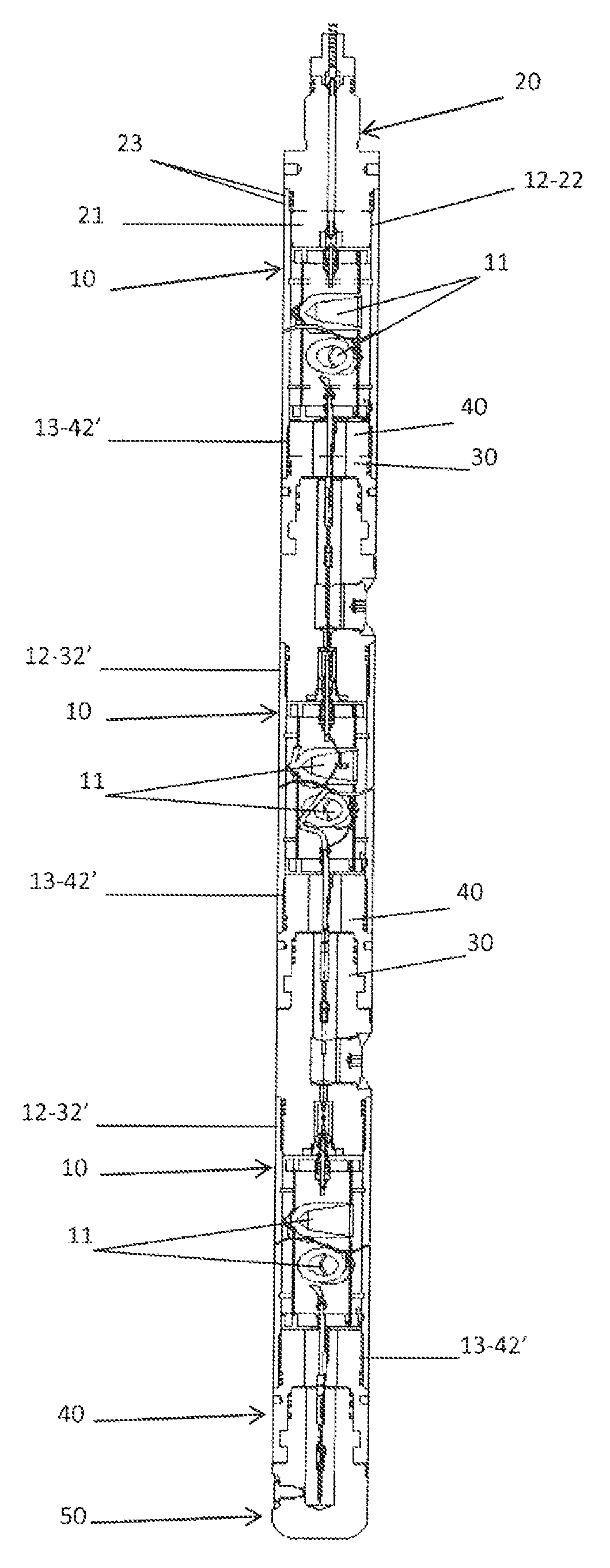 Electromechanical assembly for connecting a series of perforating guns for oil and gas wells