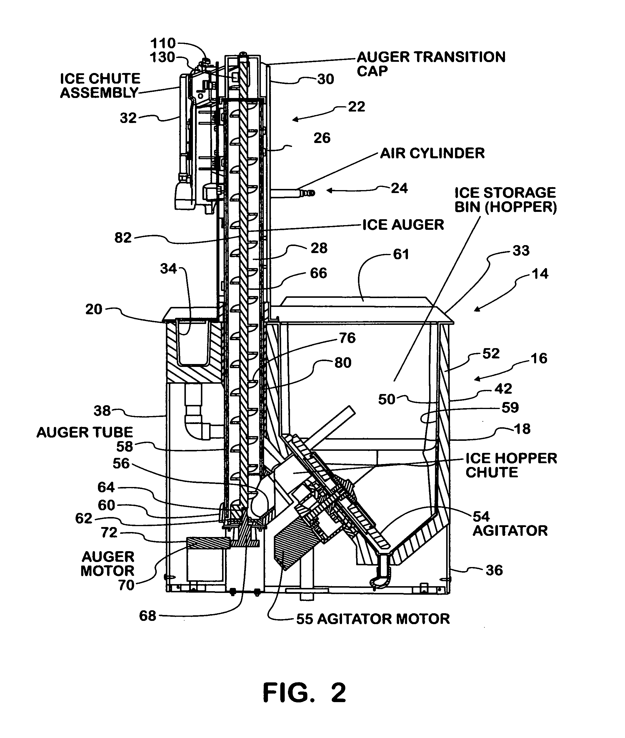 Undercounter ice dispenser