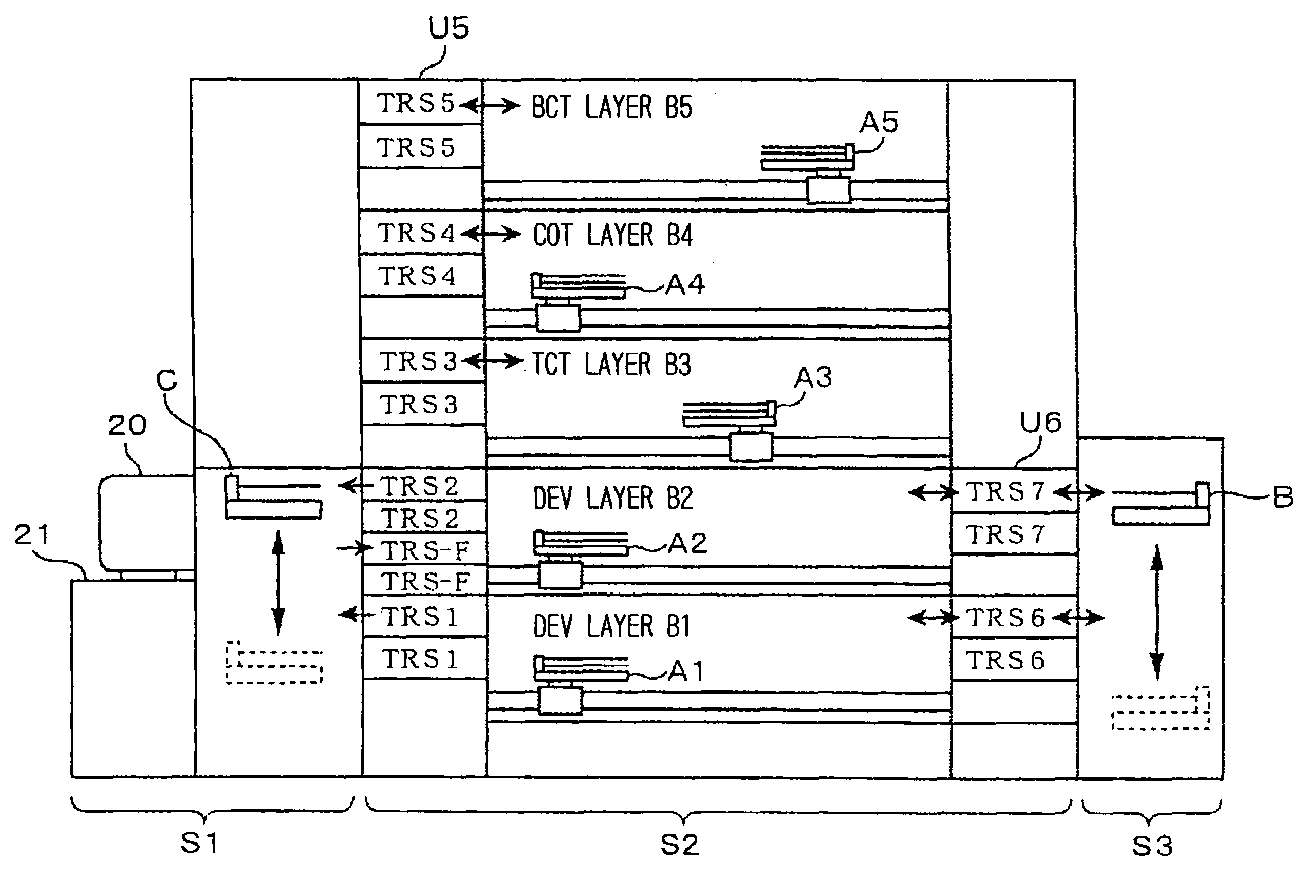 Coating and developing system and coating and developing method with antireflection film and an auxiliary block for inspection and cleaning