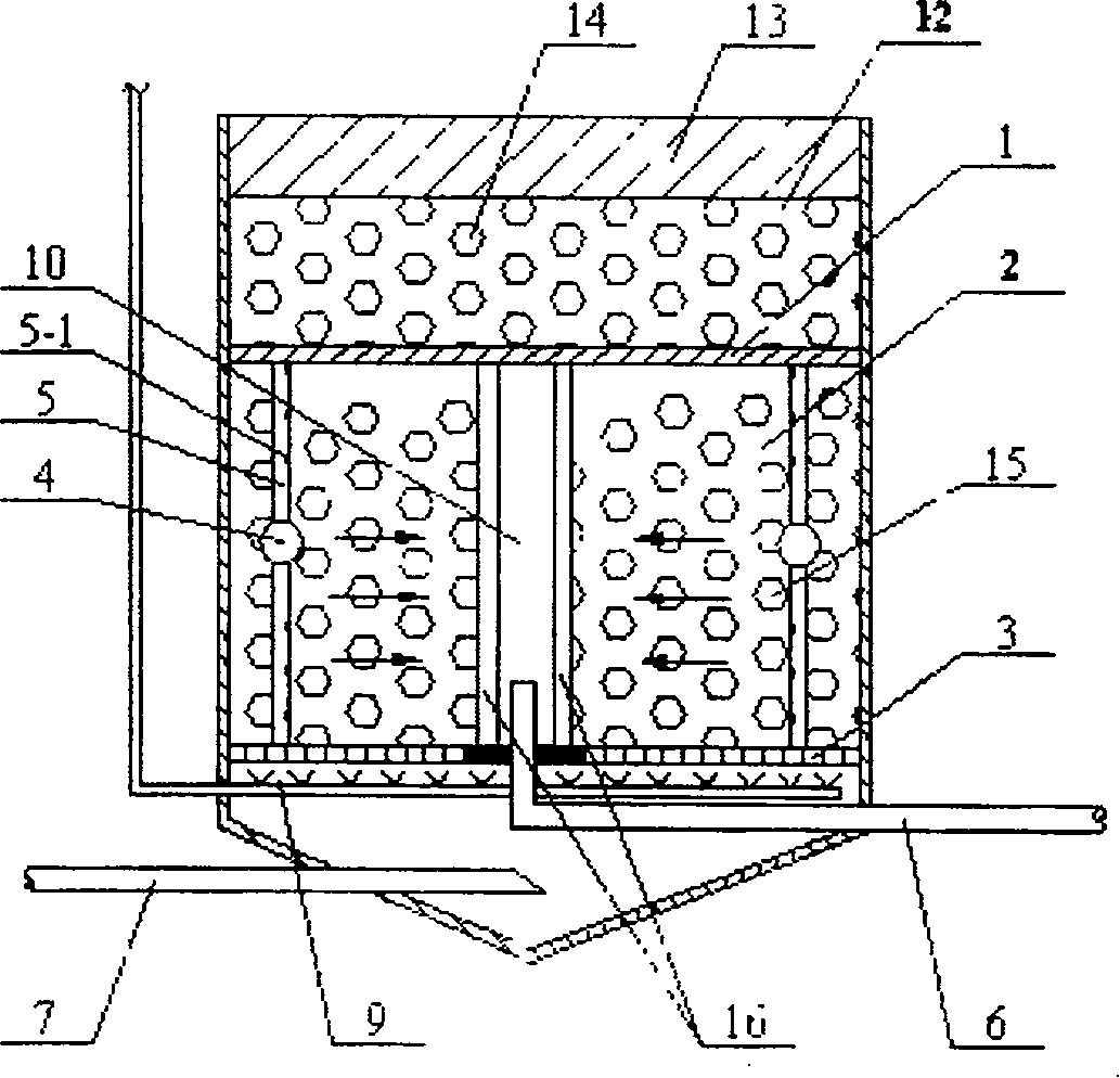 Semi-submergence type sewagte biological contacting oxidation prool and sewage treatment method