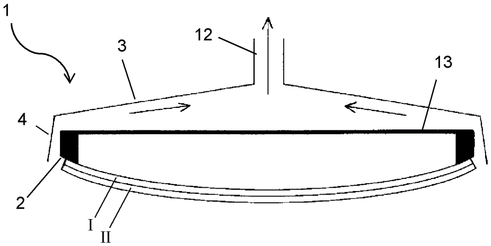 Glass-bending device and glass-bending method using a fan