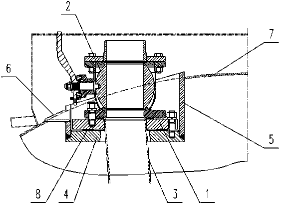 Tank top discharge device and installation method