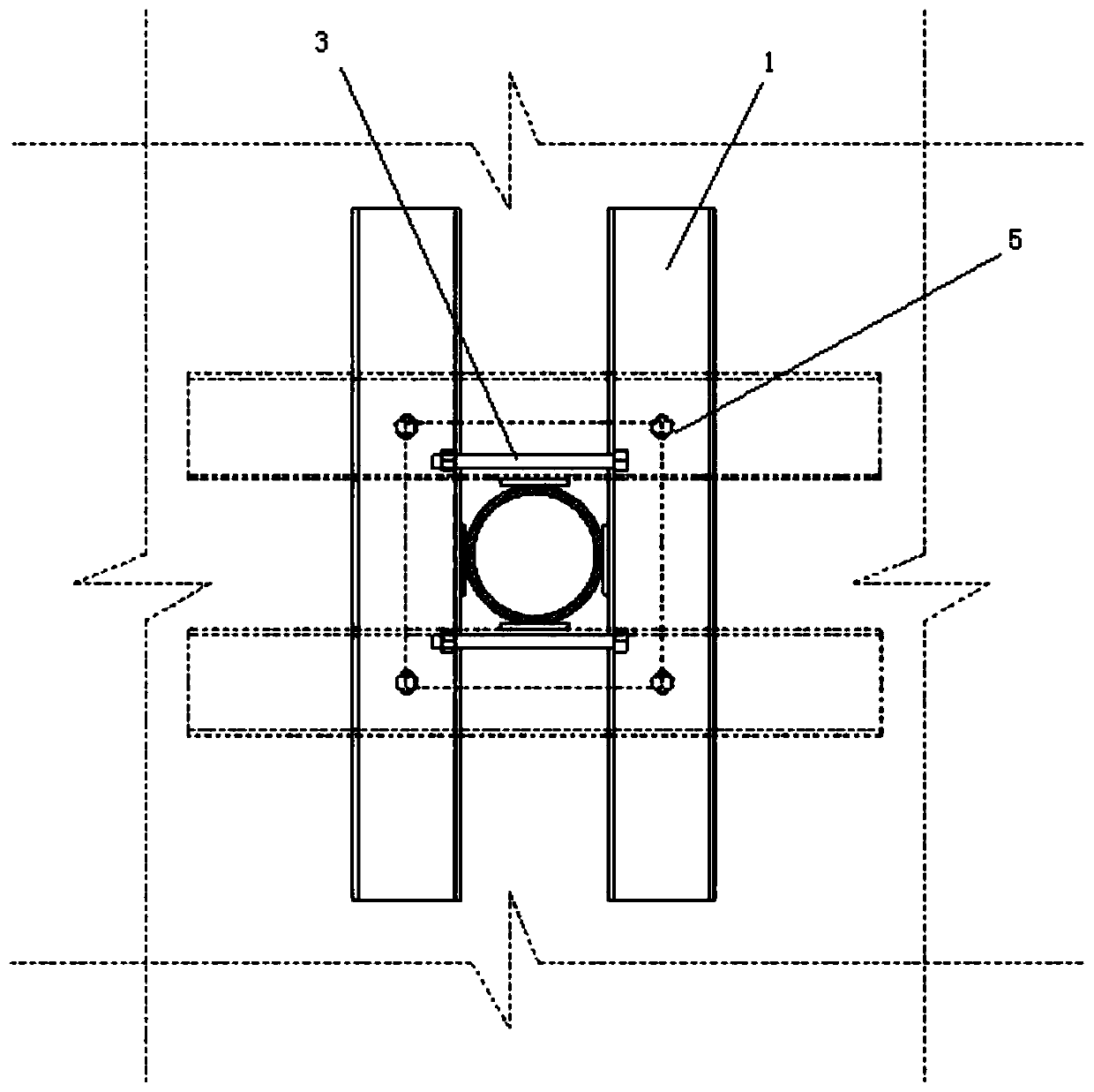 Concrete pump pipe horizontal hole fixing device