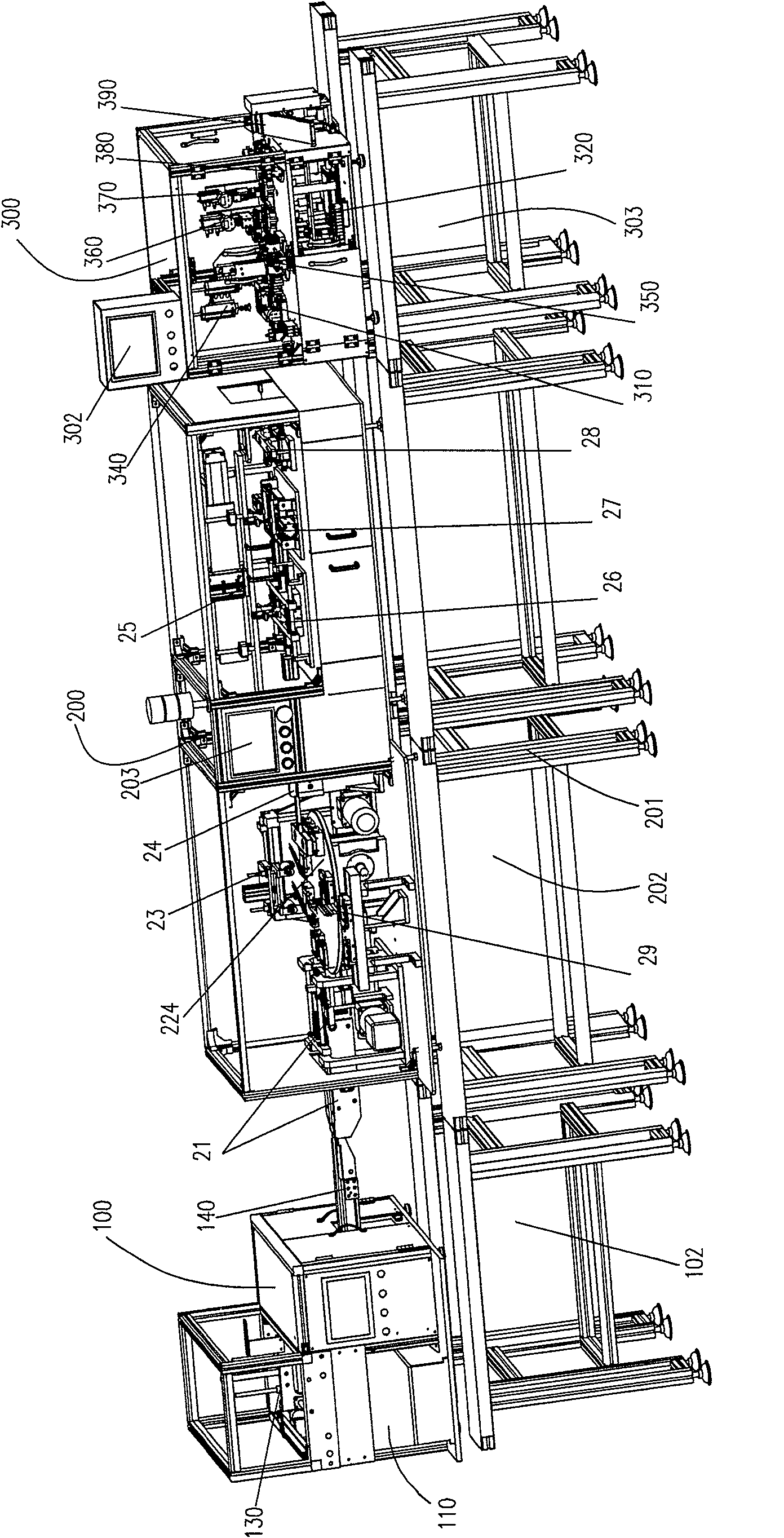 Detection, mark-wrapping, measurement automatic production line and process flow of mobile phone cell