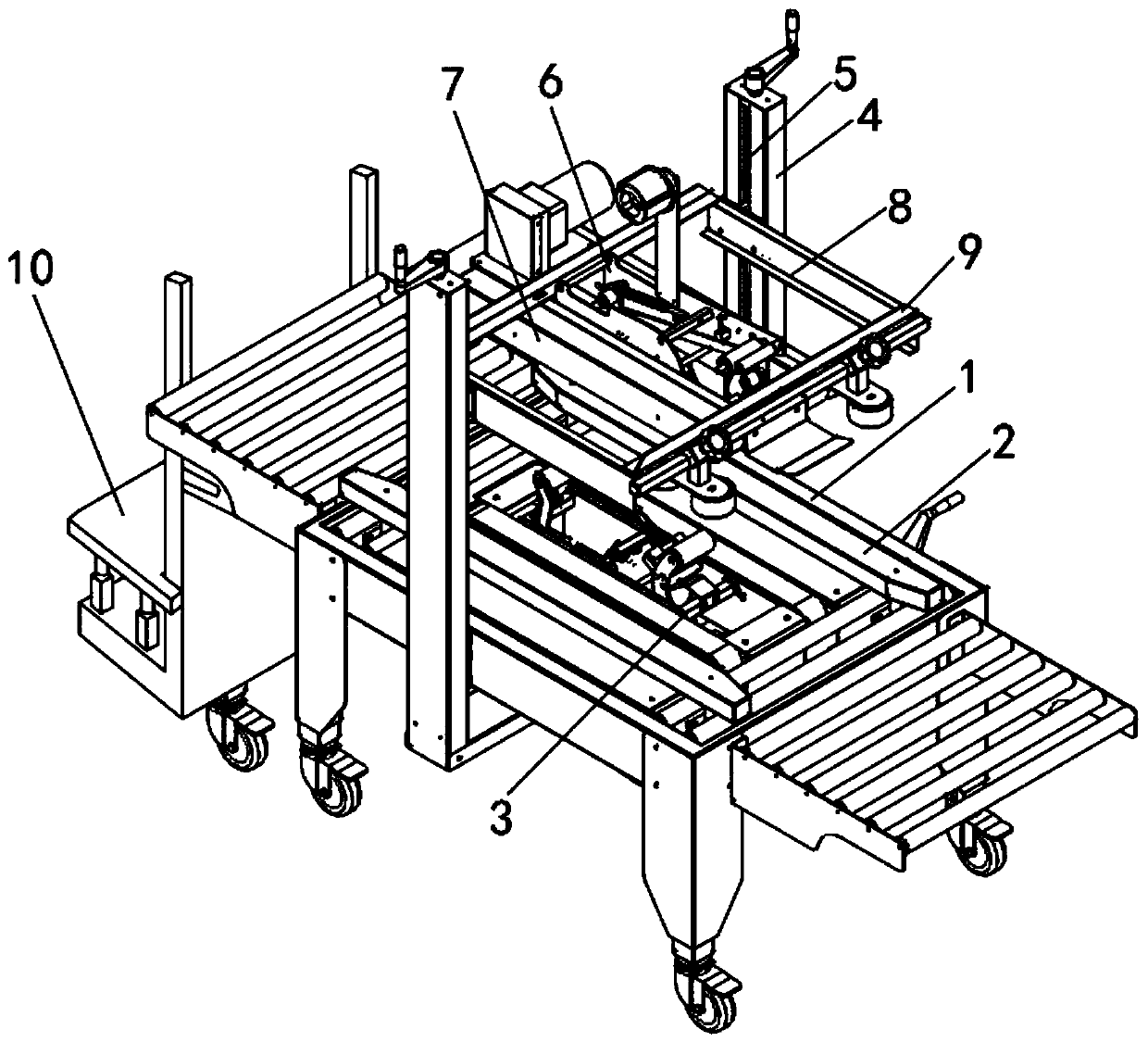 Device and method for sealing packaging boxes of small office equipment