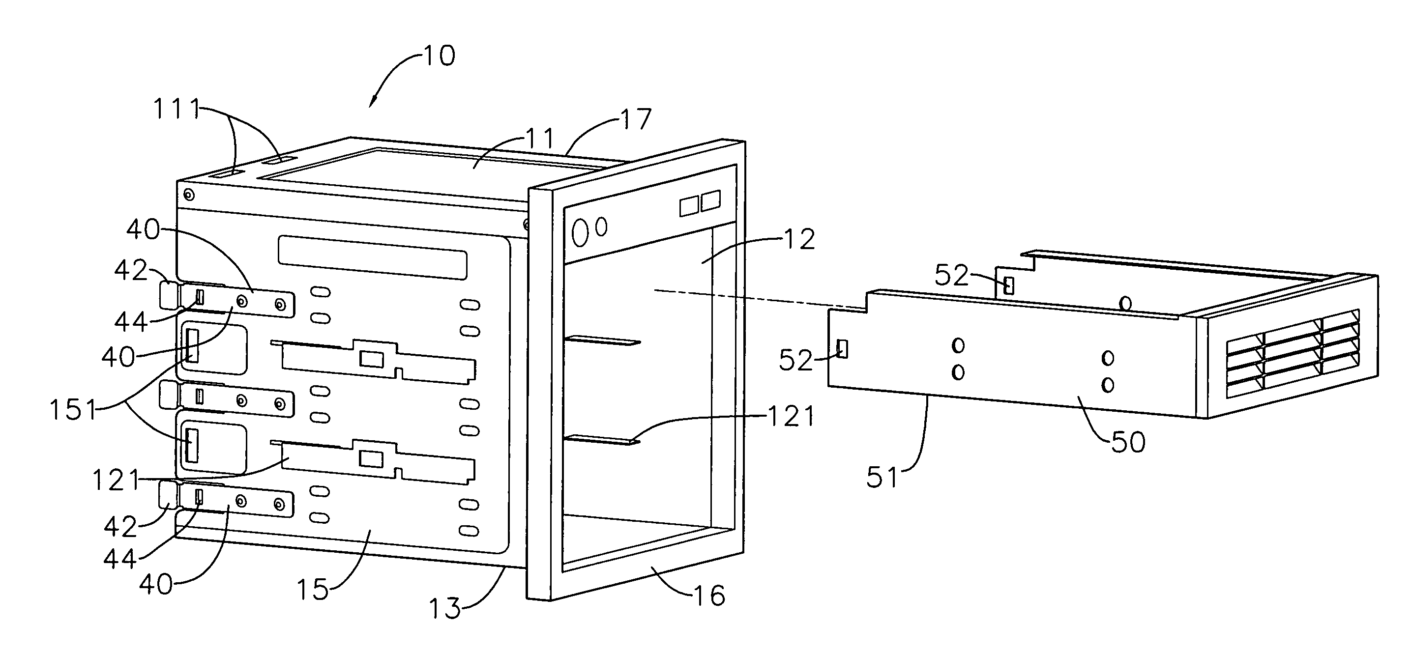 Block-shape container which can be assembled into and disassembled from a computer casing